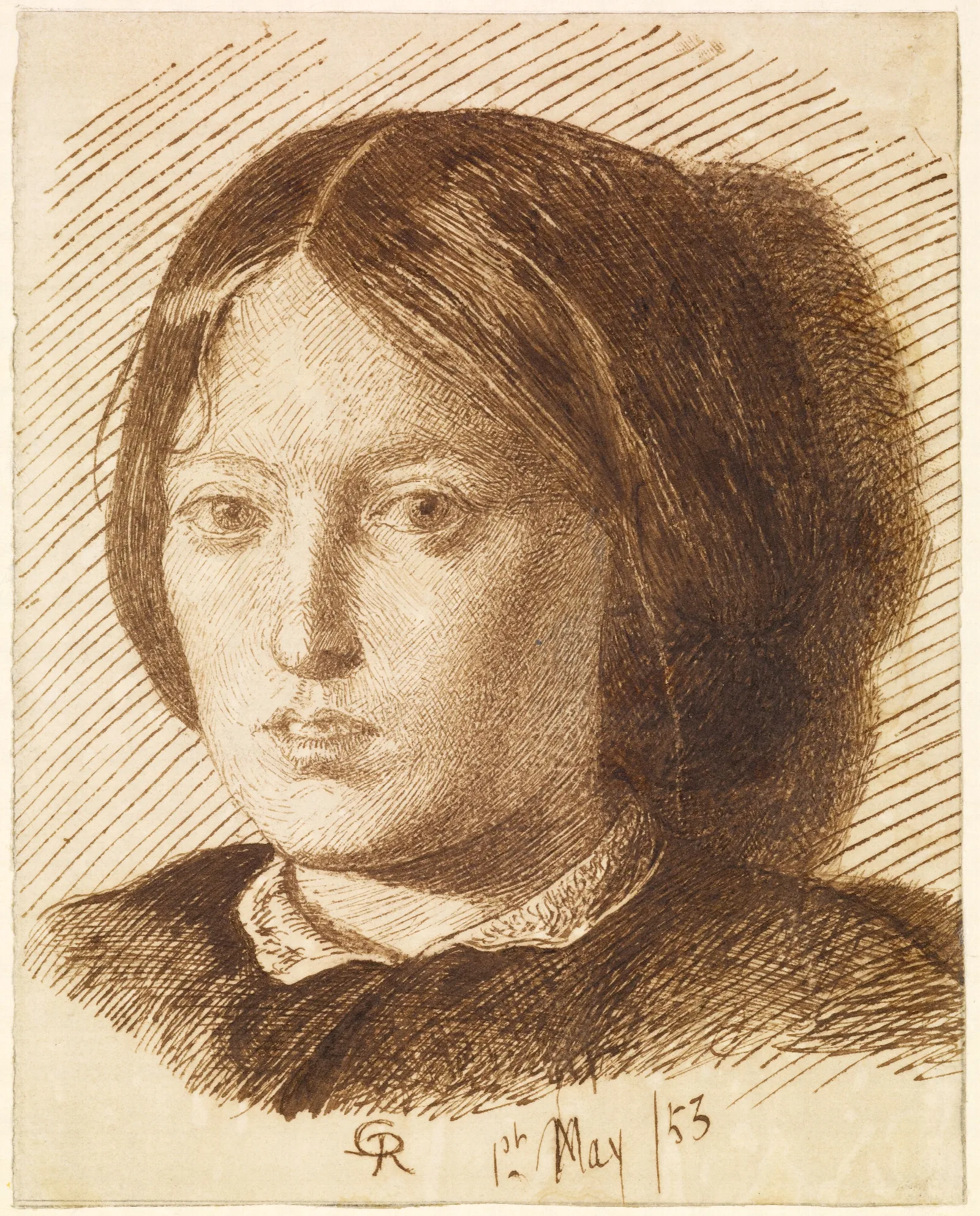 Portrait Of Emma Madox Brown Wall Art by Dante Gabriel Rossetti - Canvas Print