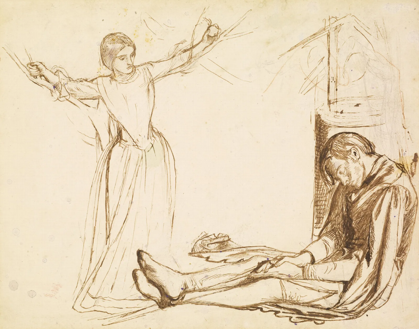 Study For The Figures Of Guenevere And Launcelot Wall Art by Dante Gabriel Rossetti - Canvas Print