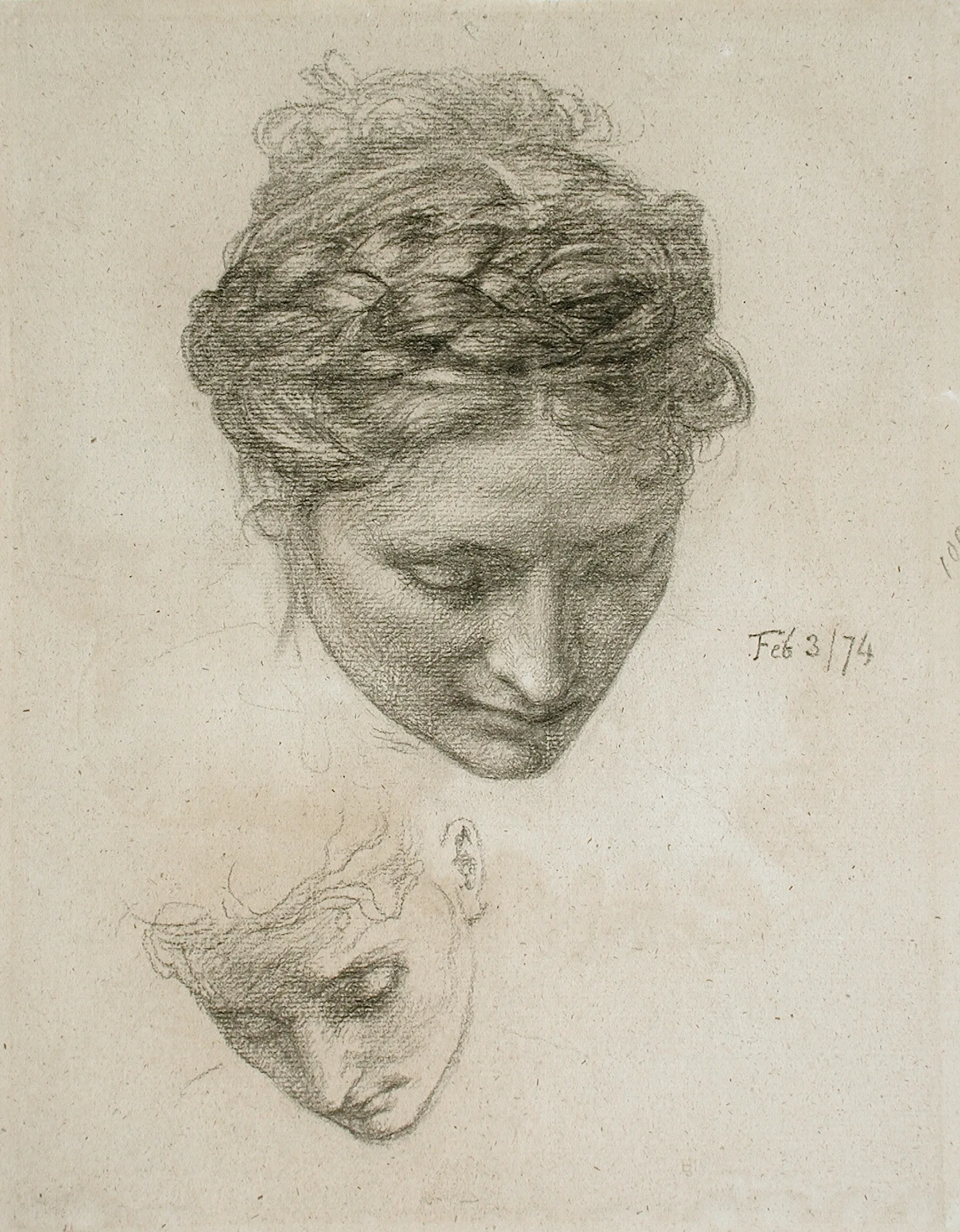 Study Of Two Heads 2 Wall Art by Edward John Poynter - Canvas Print