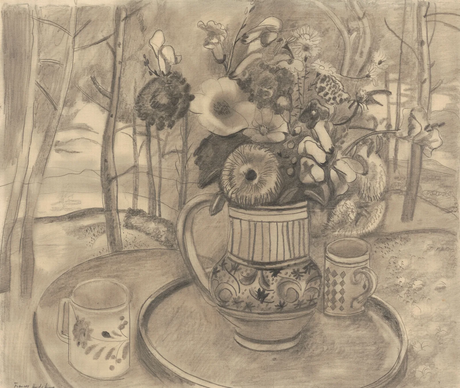 Jug Of Flowers Wall Art by Frances Hodgkins - Canvas Print