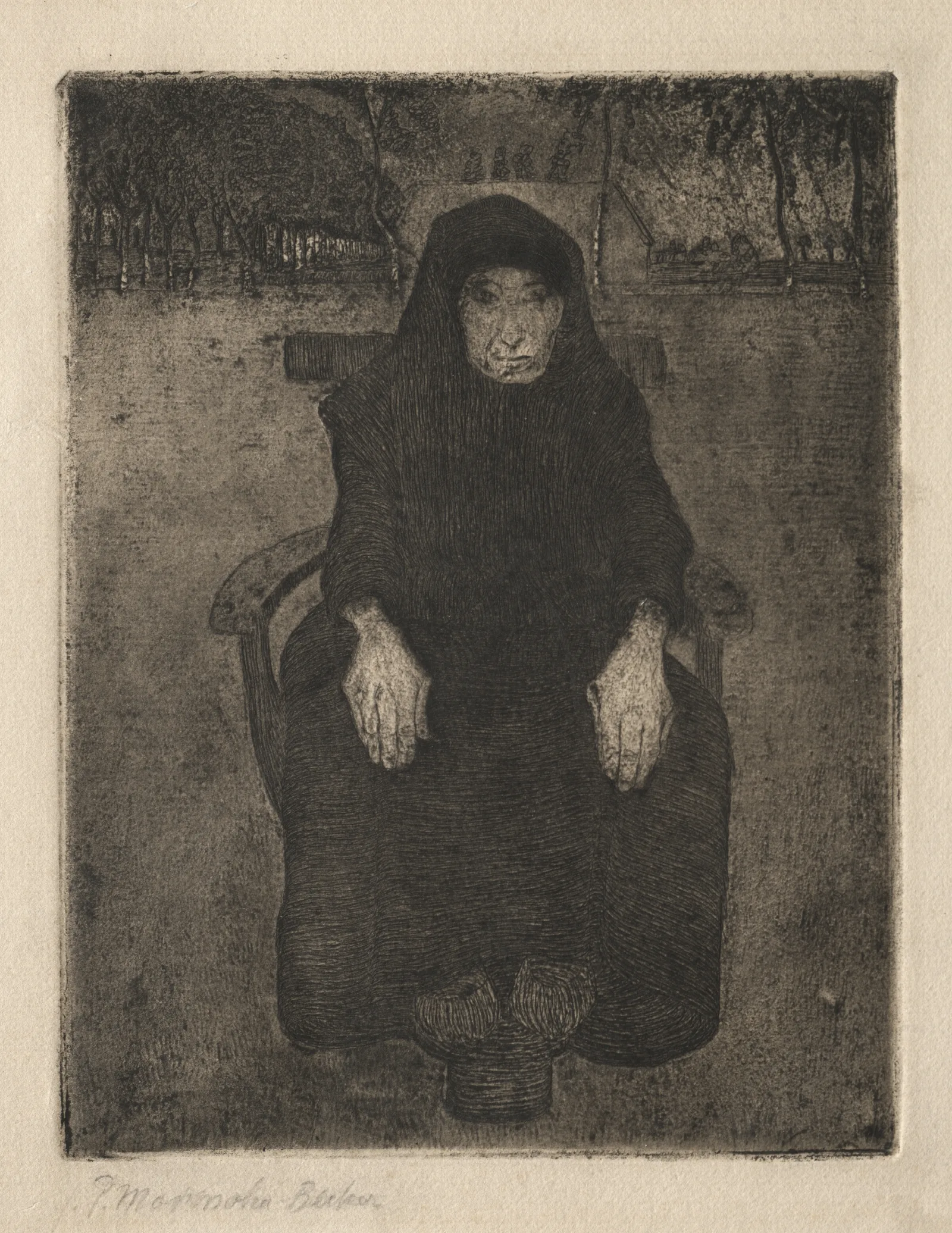 Seated Old Woman Wall Art by Paula Modersohn-Becker - Canvas Print