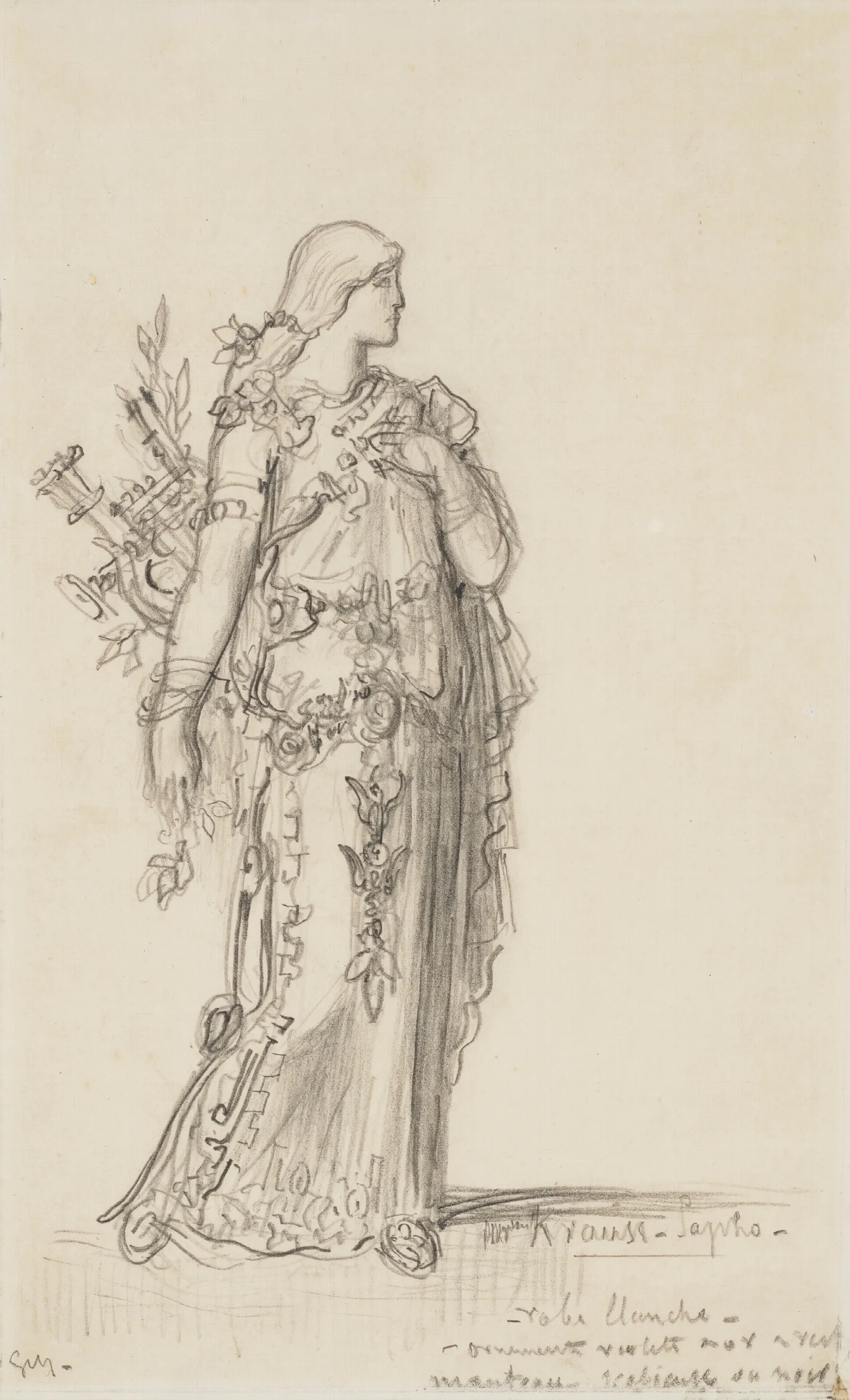 Costume Design For Sapho Wall Art by Gustave Moreau - Canvas Print