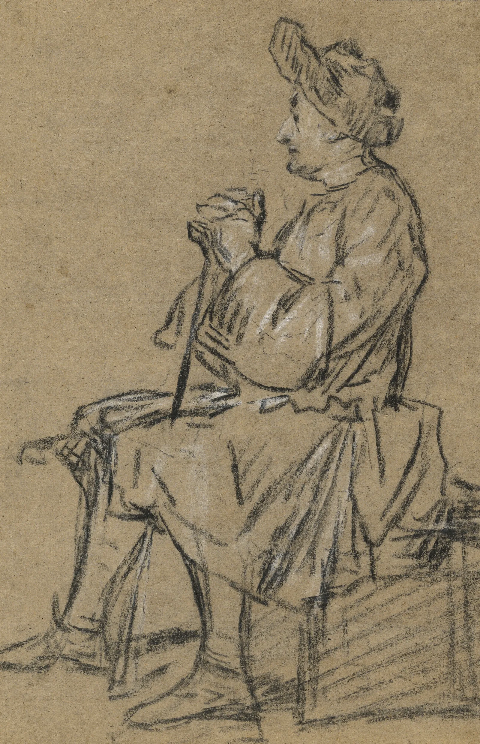 Study Of A Seated Man 2 Wall Art by Jean Siméon Chardin - Canvas Print