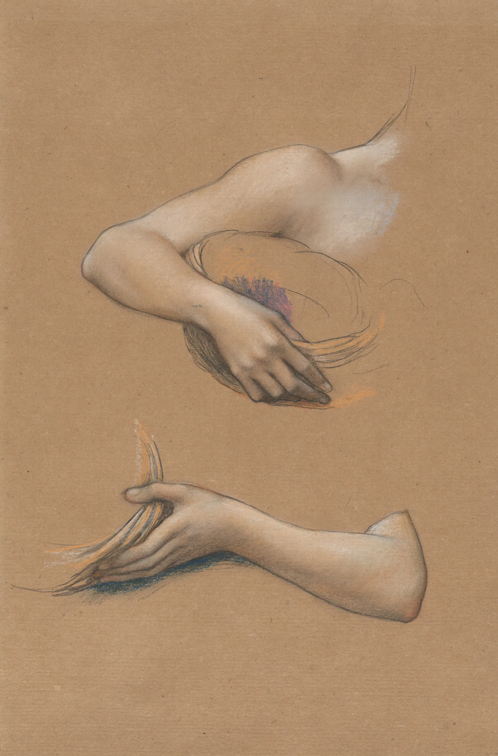Study Of Arms For The Cadence Of Autumn Wall Art by Evelyn De Morgan - Canvas Print