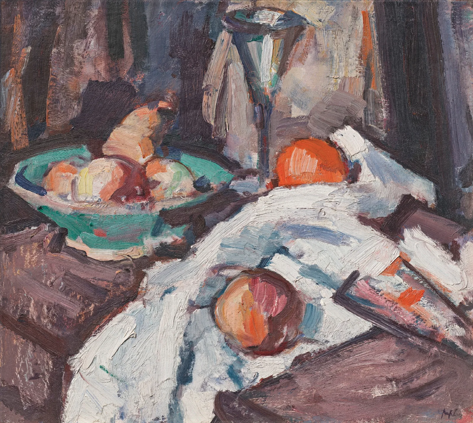 Still Life With Wine Glass And Fruit Wall Art by Samuel John Peploe - Canvas Print