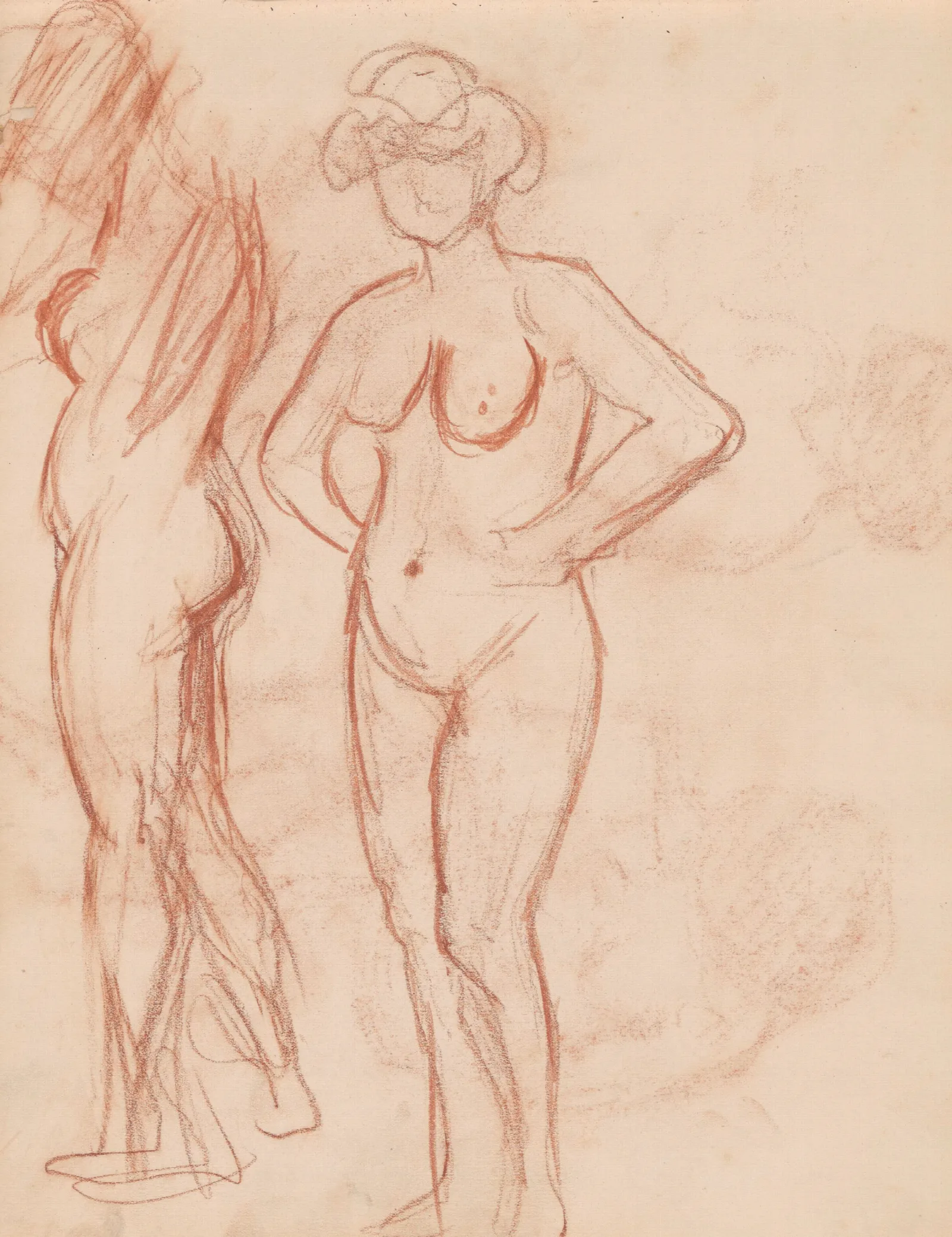 Two Standing Nudes Wall Art by Jules Schmalzigaug - Canvas Print