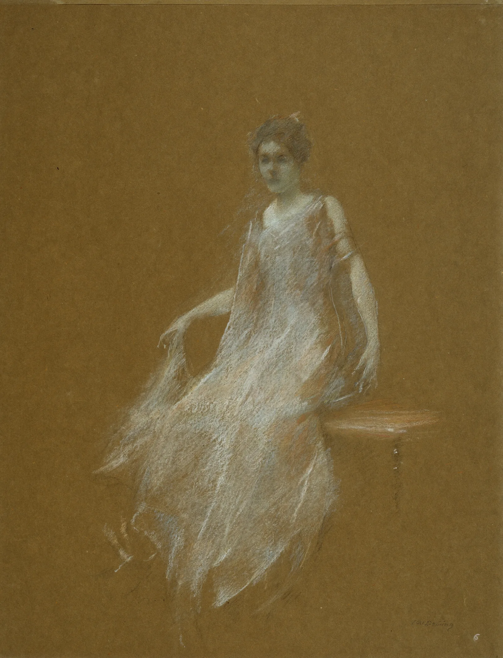 Lady In White 4 Wall Art by Thomas Wilmer Dewing - Canvas Print