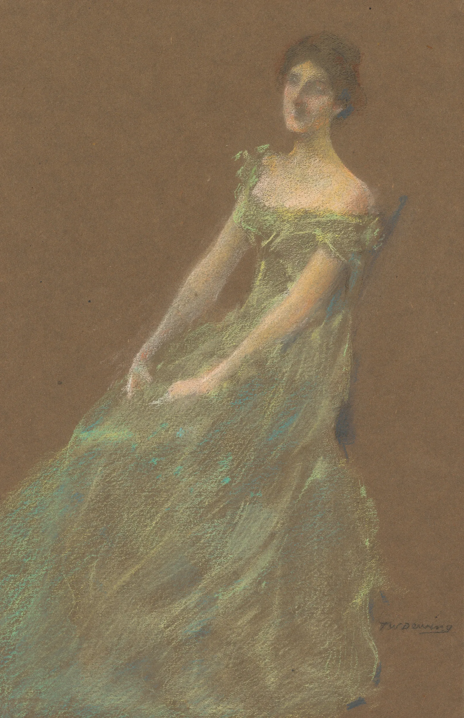 The Green Dress Wall Art by Thomas Wilmer Dewing - Canvas Print