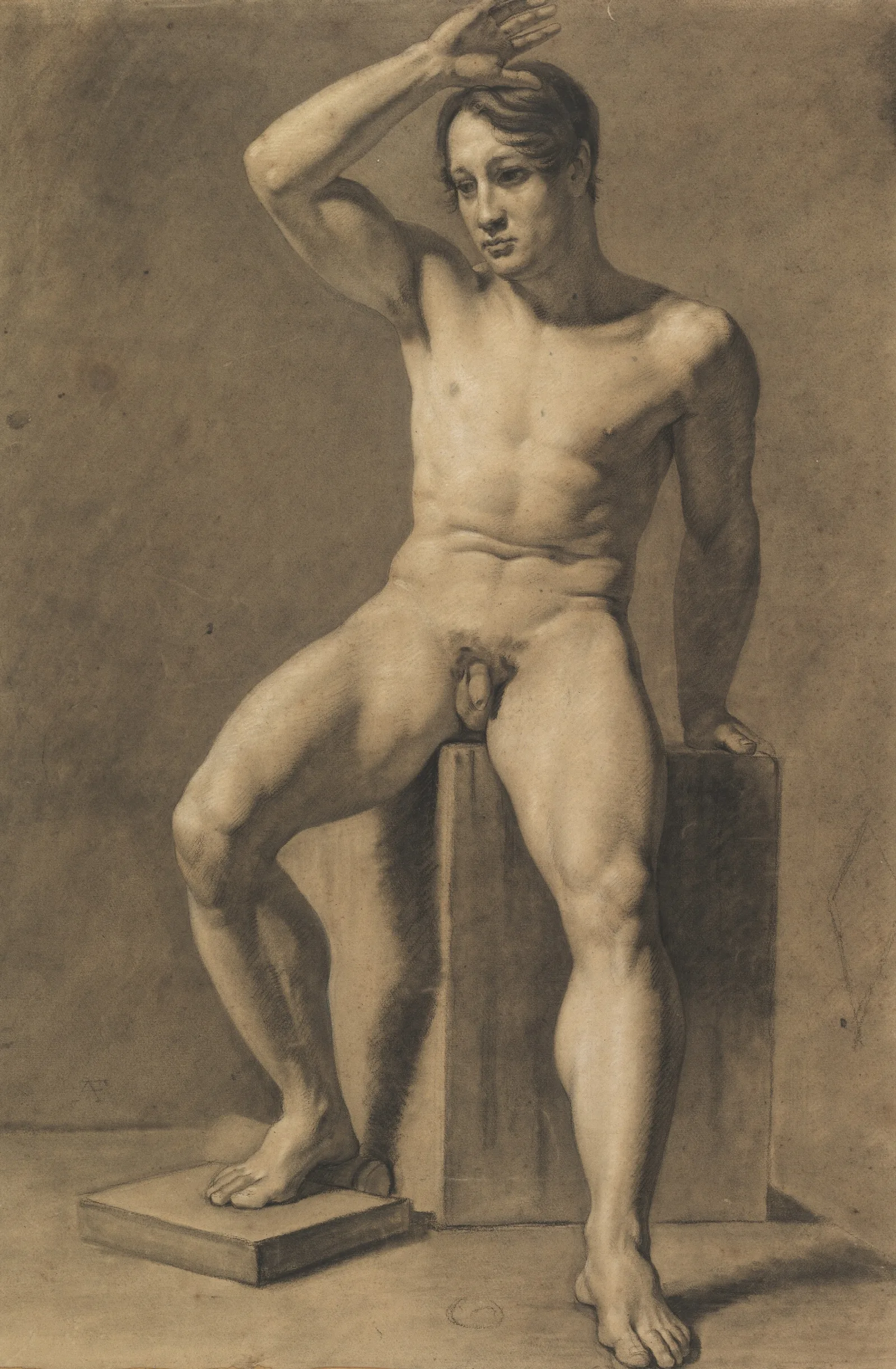 Seated Male Nude 7 Wall Art by Anselm Feuerbach - Canvas Print
