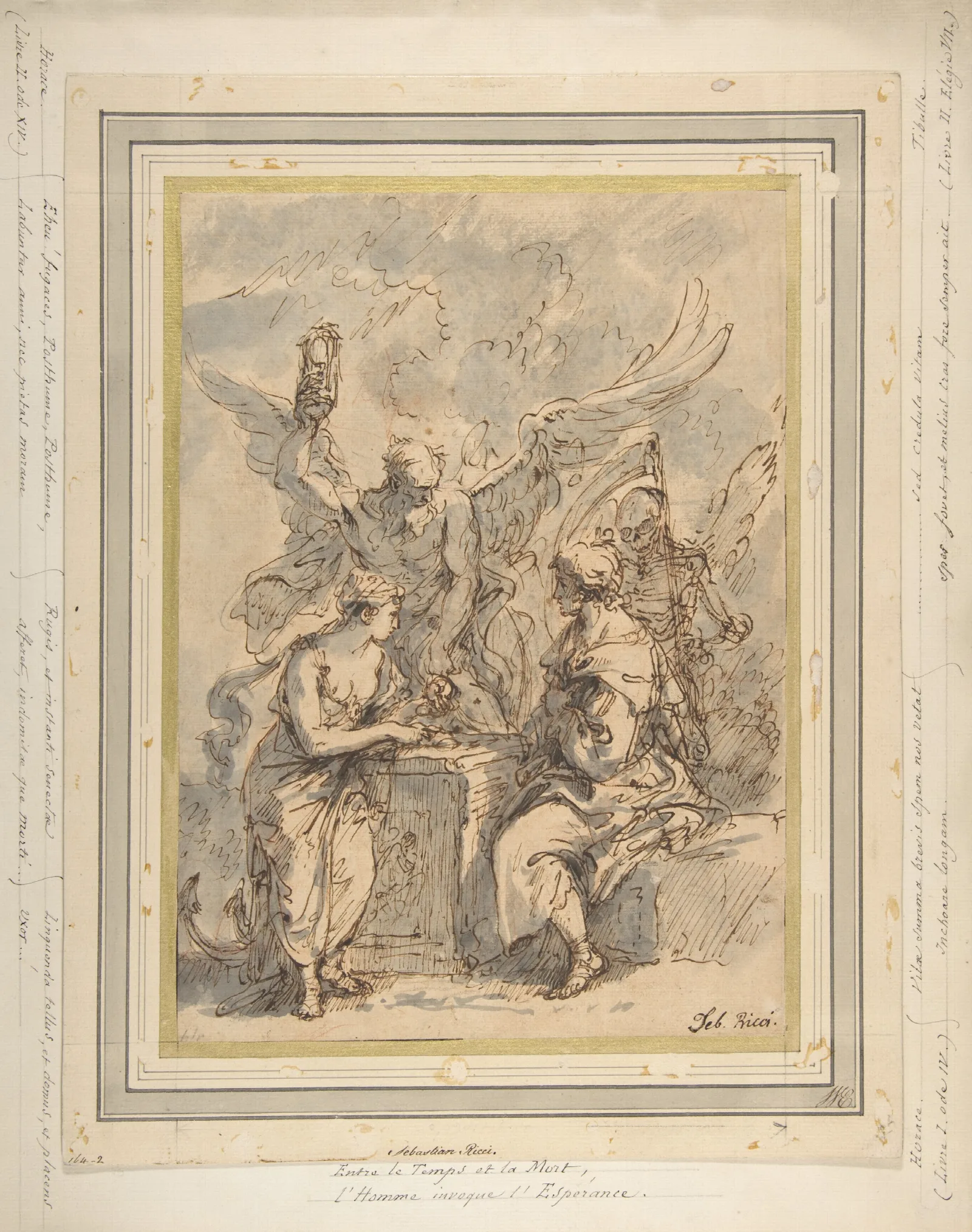 Allegory With Figures Of Hope Time And Death Wall Art by Sebastiano Ricci - Canvas Print
