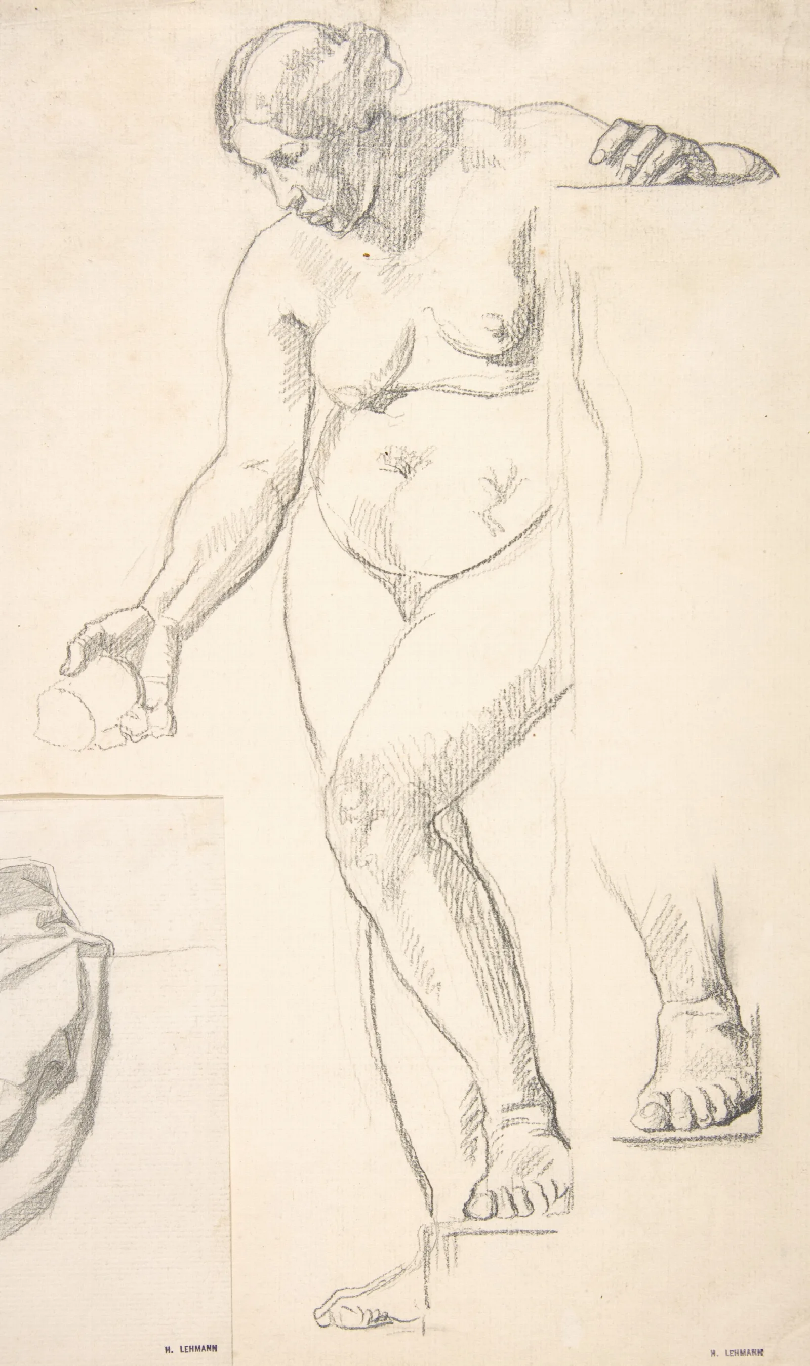 Standing Nude Female Figure 2 Wall Art by Henri Lehmann - Canvas Print