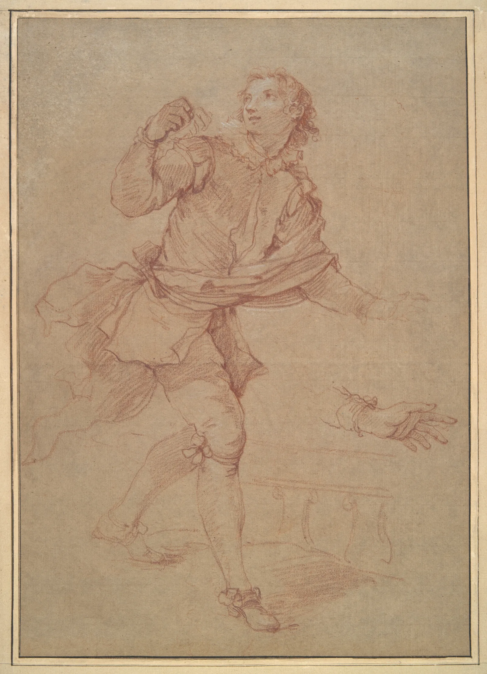 Study Of A Young Man Study For The Tapestry Sanchos Departure For The Island Of Barataria Wall Art by Charles-Joseph Natoire - Canvas Print
