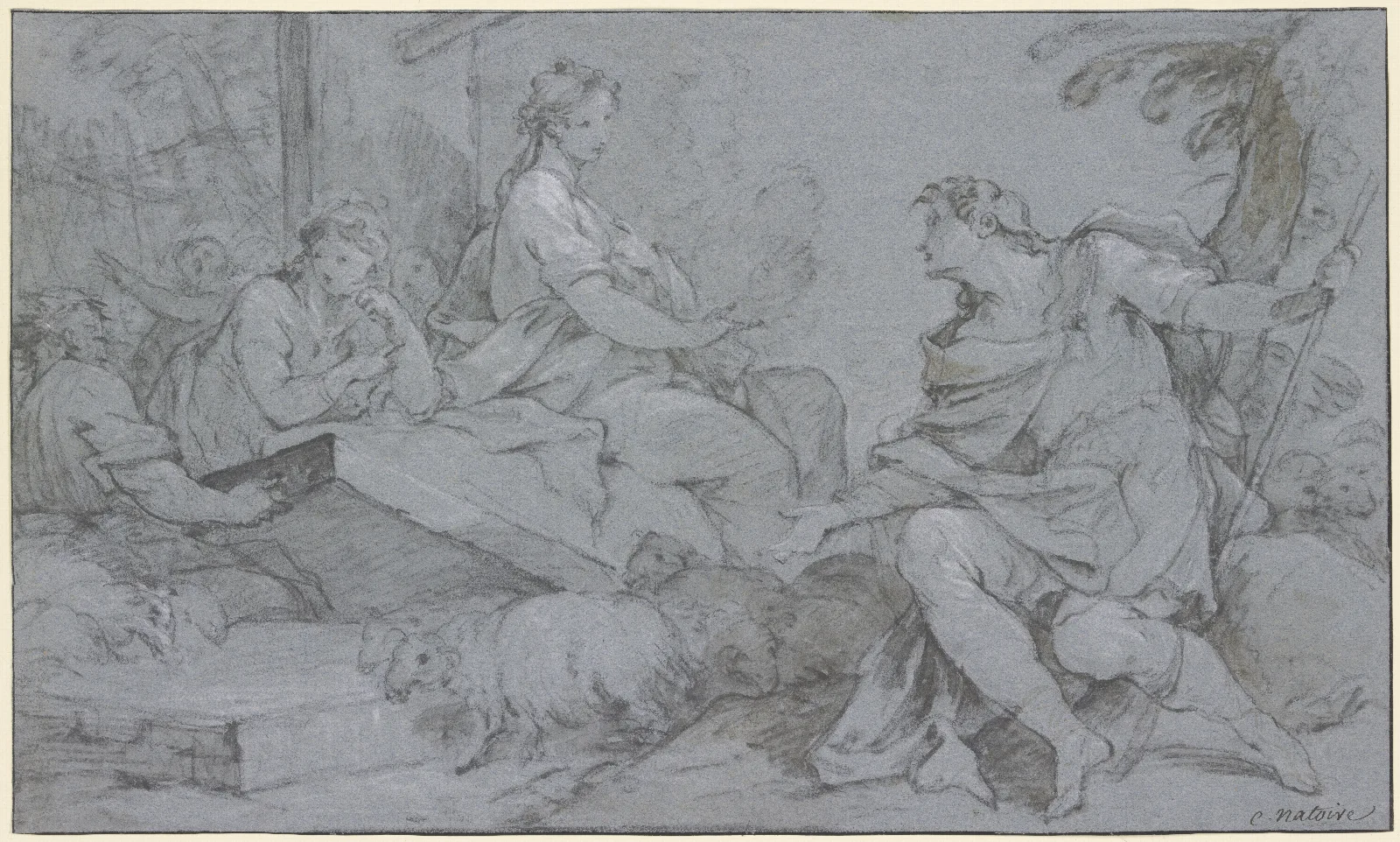 Jacob And Rachel At The Well 2 Wall Art by Charles-Joseph Natoire - Canvas Print