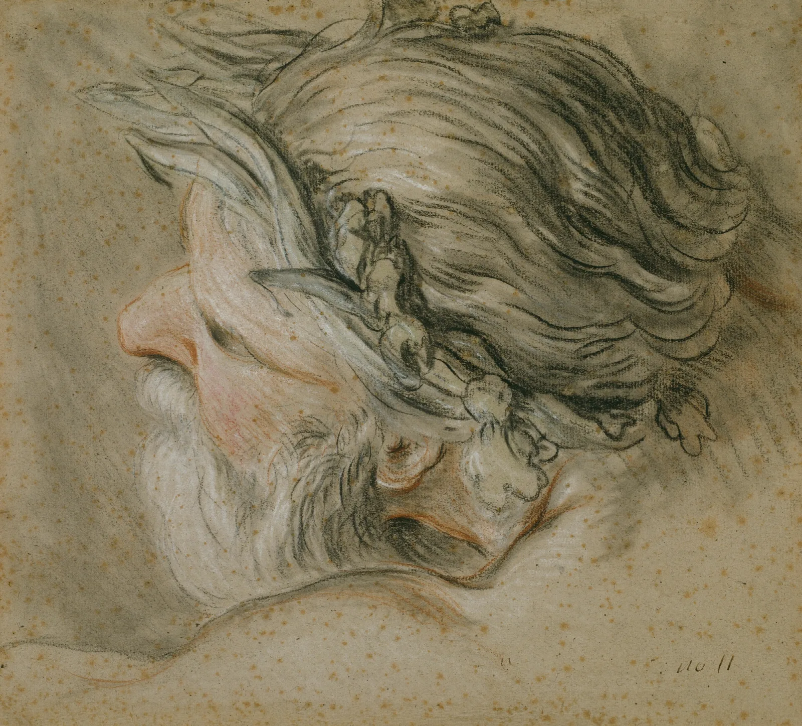 Head Of A Sea God Wall Art by Charles-Joseph Natoire - Canvas Print