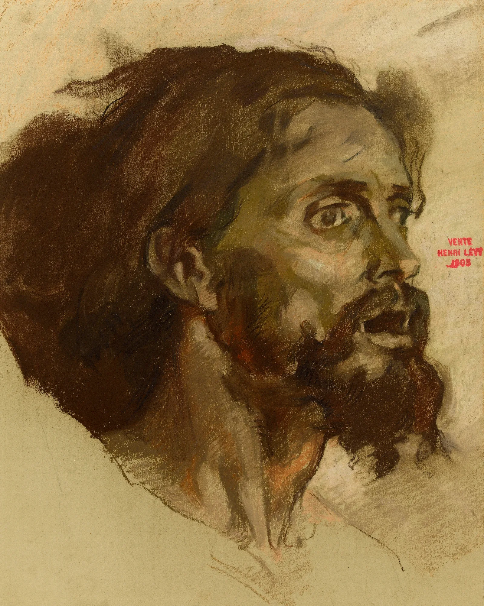 Etude Pour Un Visage Dhomme Barbu Wall Art by Henri Leopold Lévy - Canvas Print
