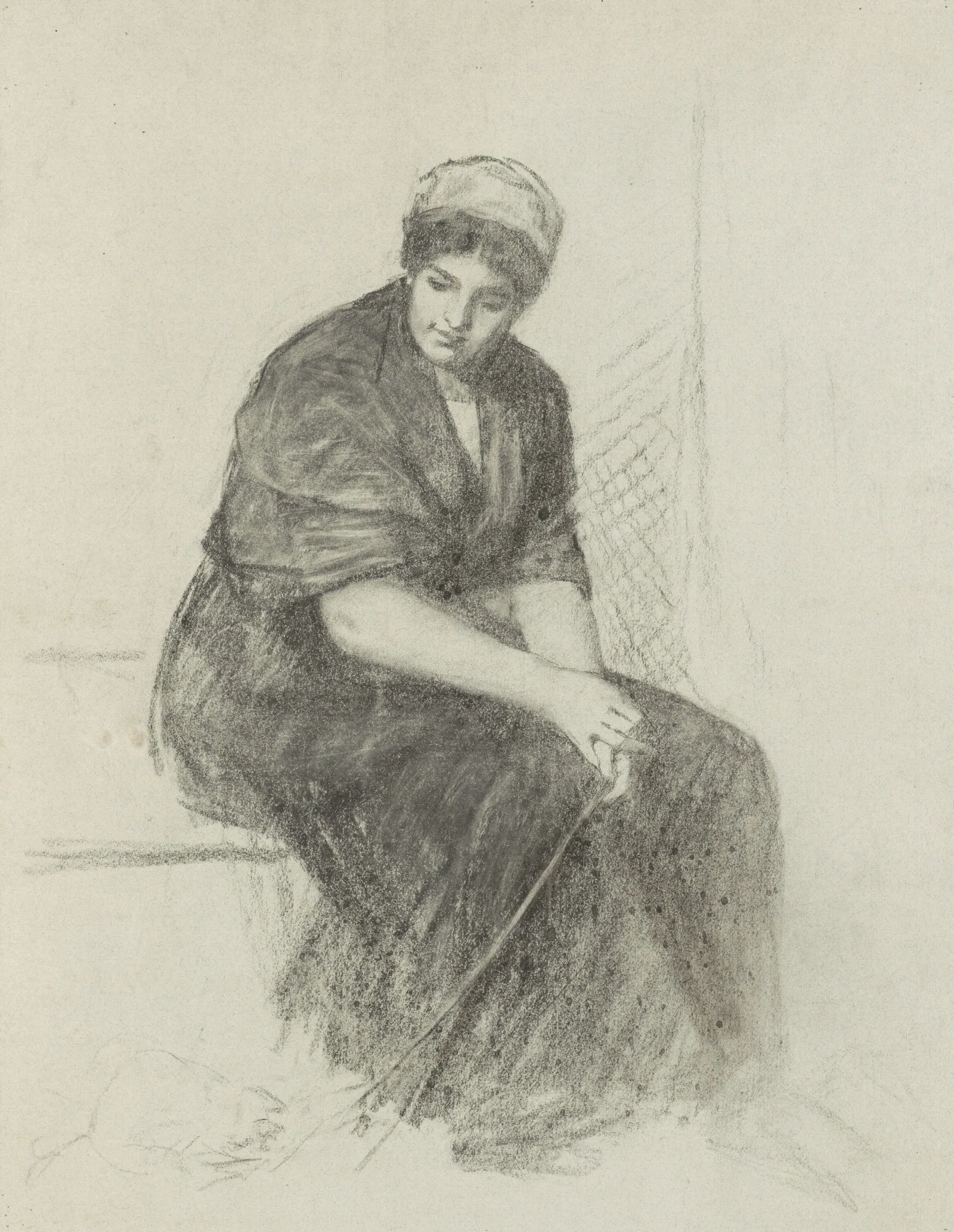 Zittende Jonge Vrouw Met Een Sjaal Om De Schouders Wall Art by Thérèse Schwartze - Canvas Print