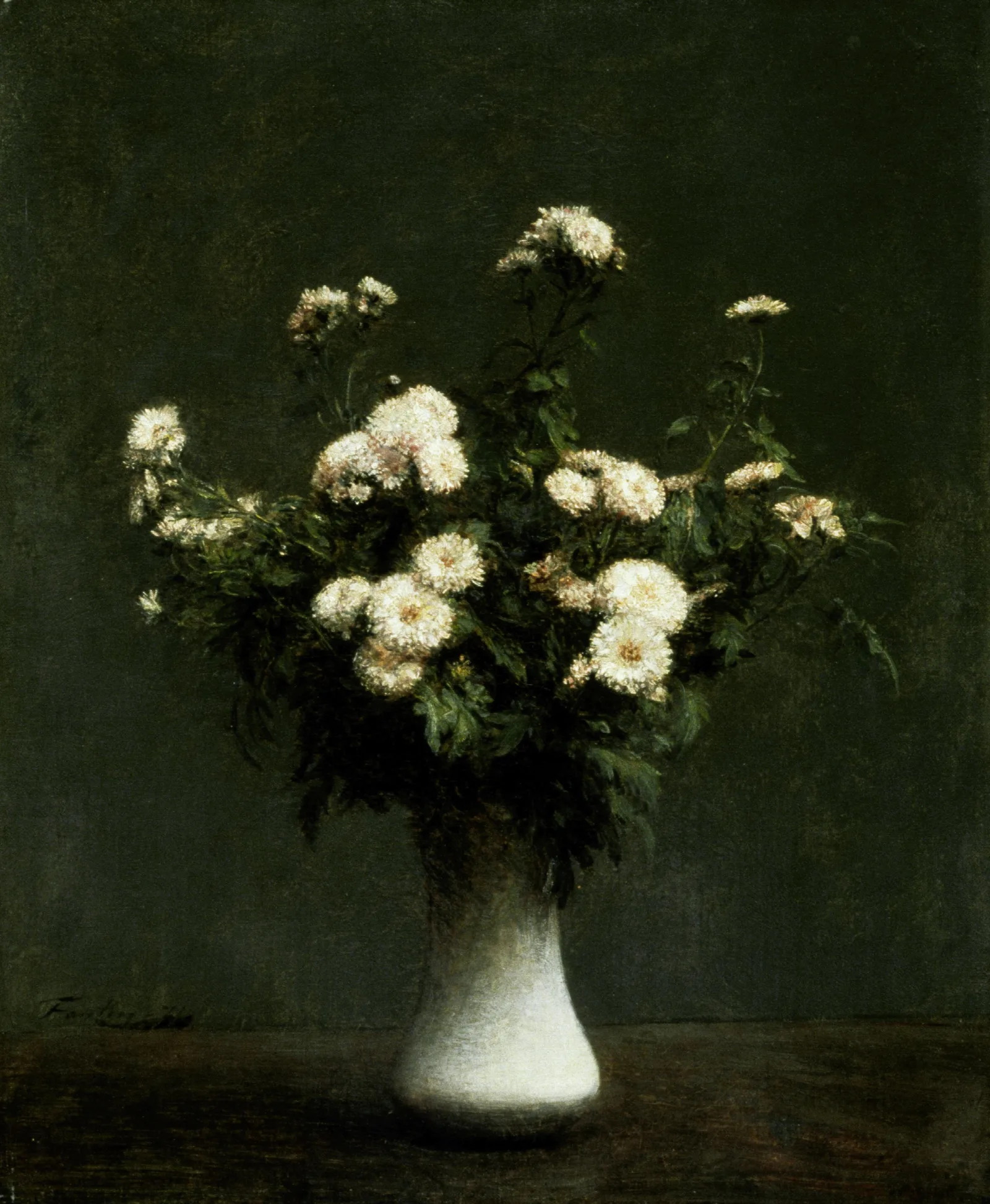 Vase Of Chrysanthemums Wall Art by Henri Fantin-Latour - Canvas Print