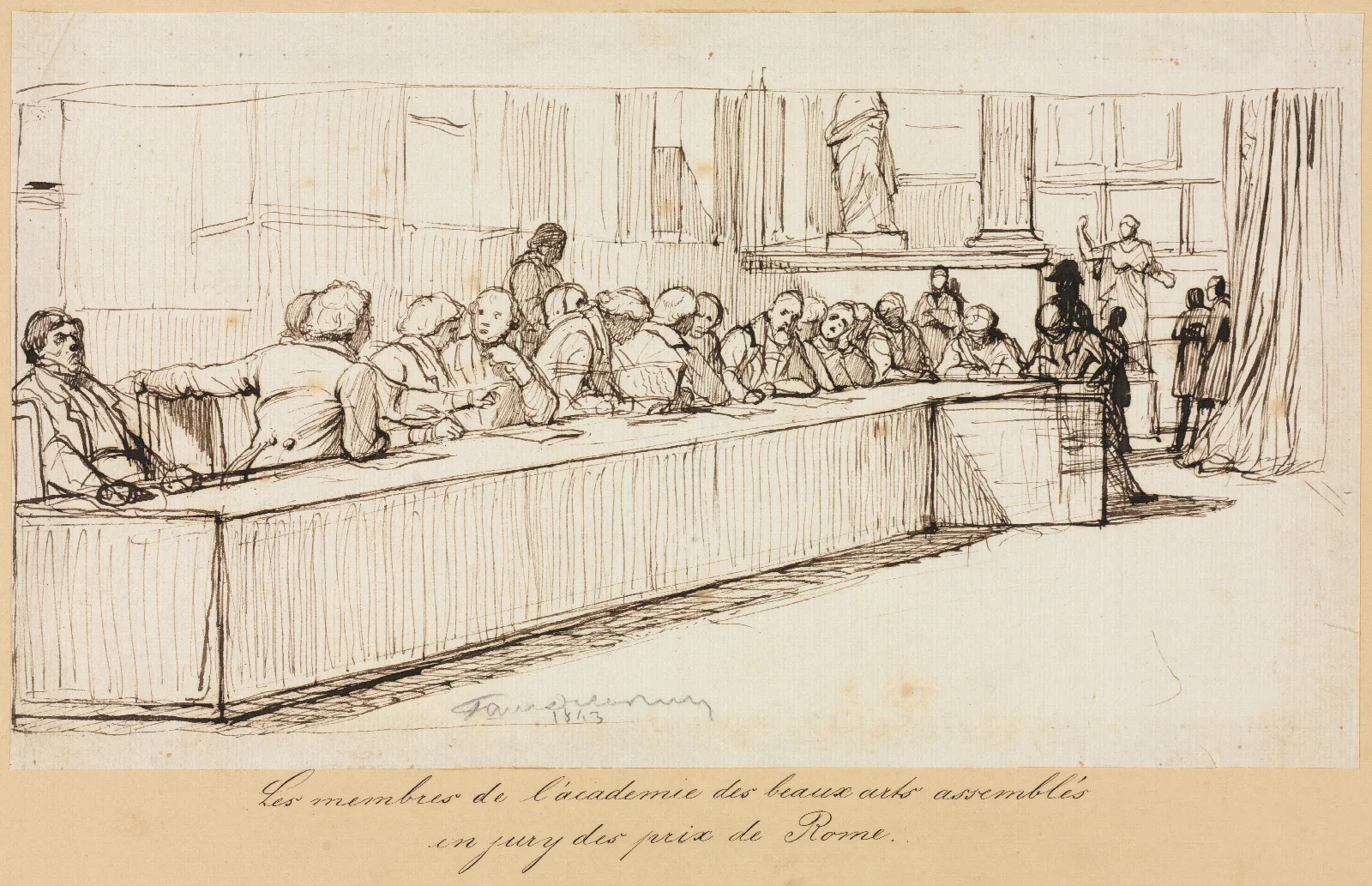 The Members Of The Academy Of Beaux Arts Assembled To Jury The Rome Prize Wall Art by Paul Delaroche - Canvas Print