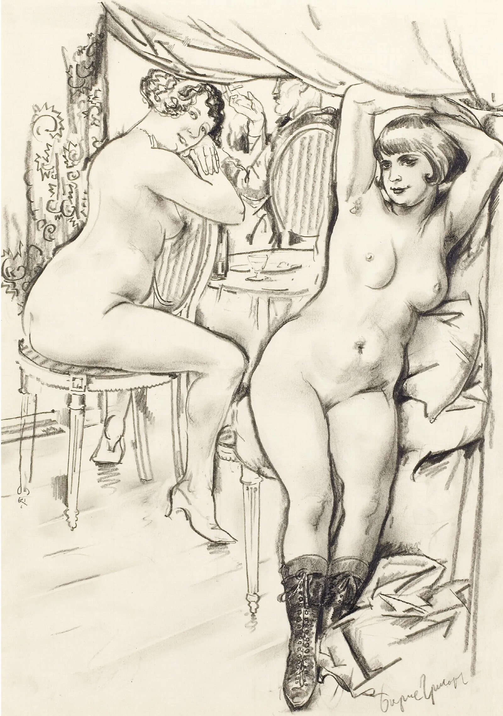 Prostitutes Wall Art by Boris Grigoriev - Canvas Print