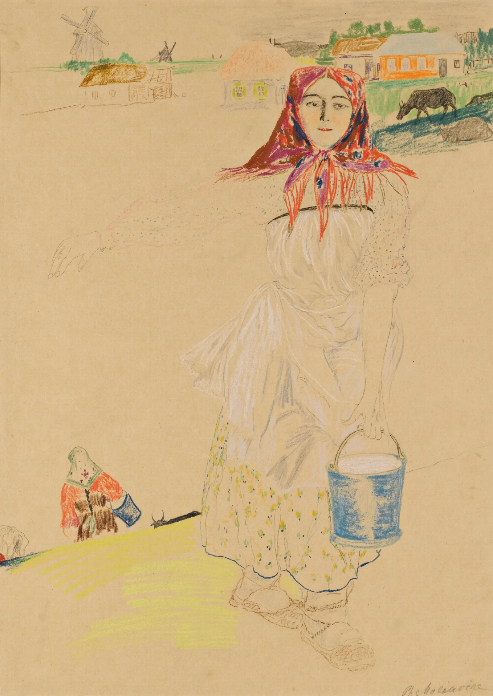 The Milkmaid 4 Wall Art by Filipp Malyavin - Canvas Print