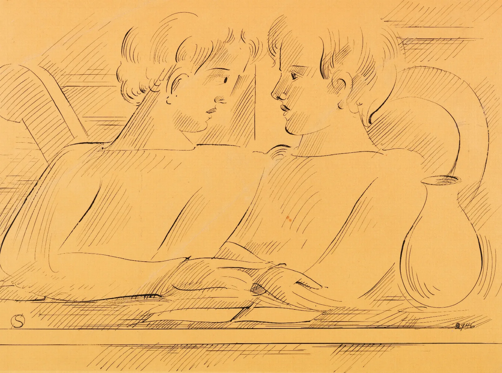 Duo 2 Wall Art by Oskar Schlemmer - Canvas Print