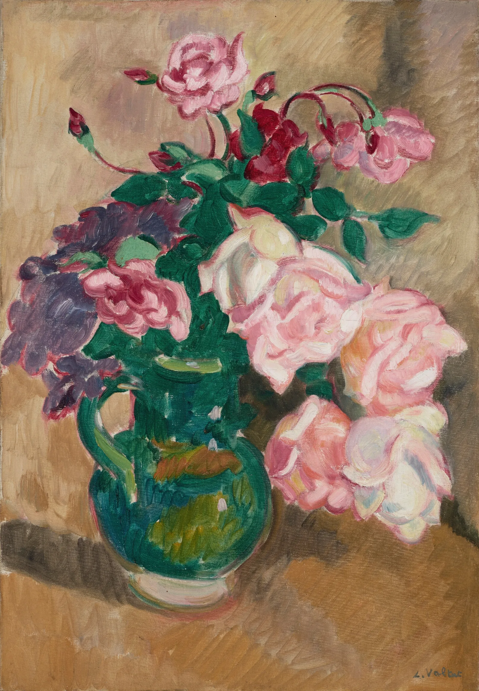 Bouquet De Roses A La Cruche Verte Wall Art by Louis Valtat - Canvas Print