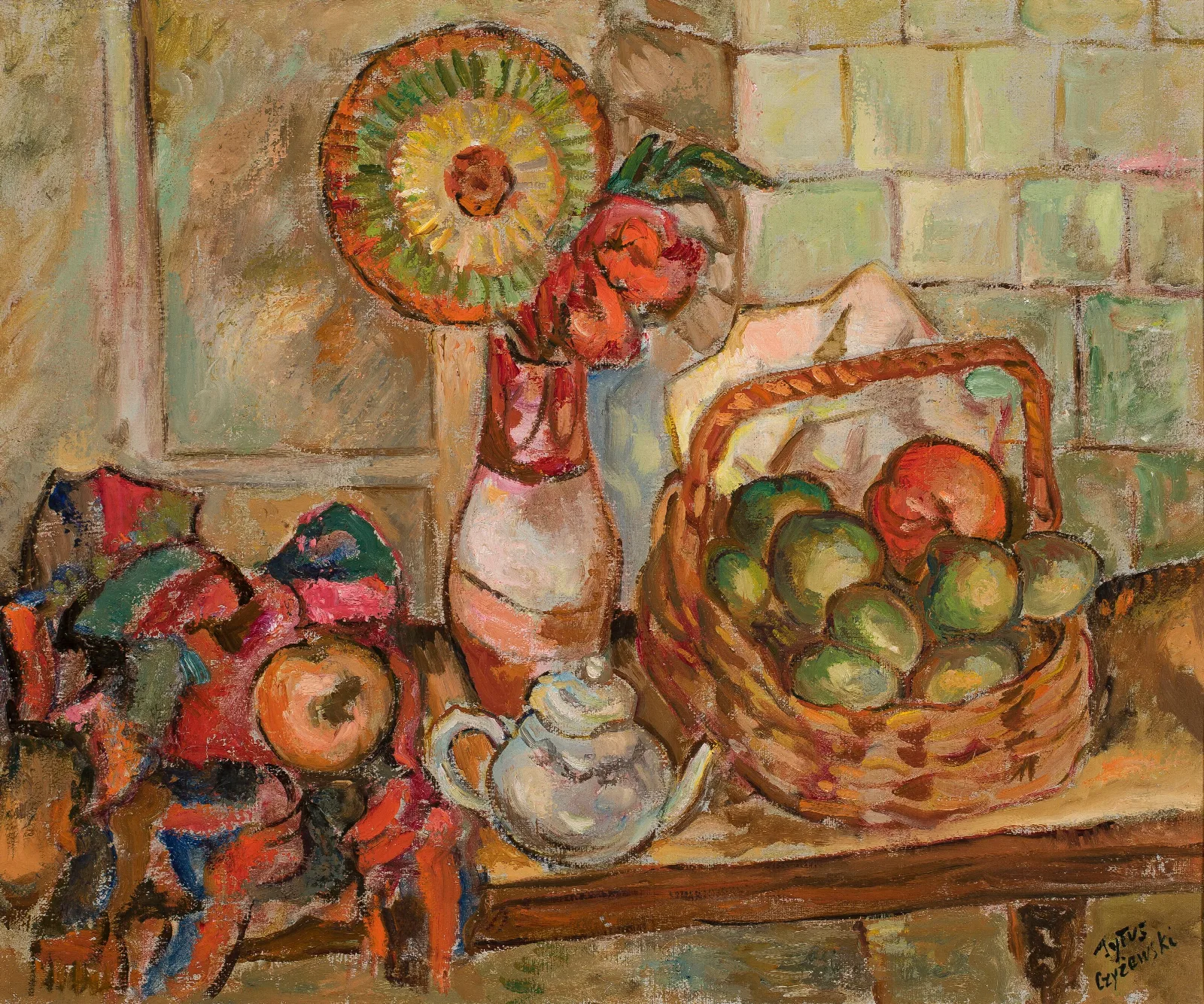 Still Life With A Basket Wall Art by Tytus Czyżewski - Canvas Print
