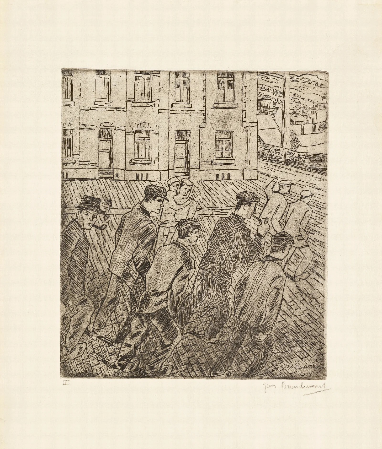 Arbeiders Op Straat Wall Art by Jean Brusselmans - Canvas Print