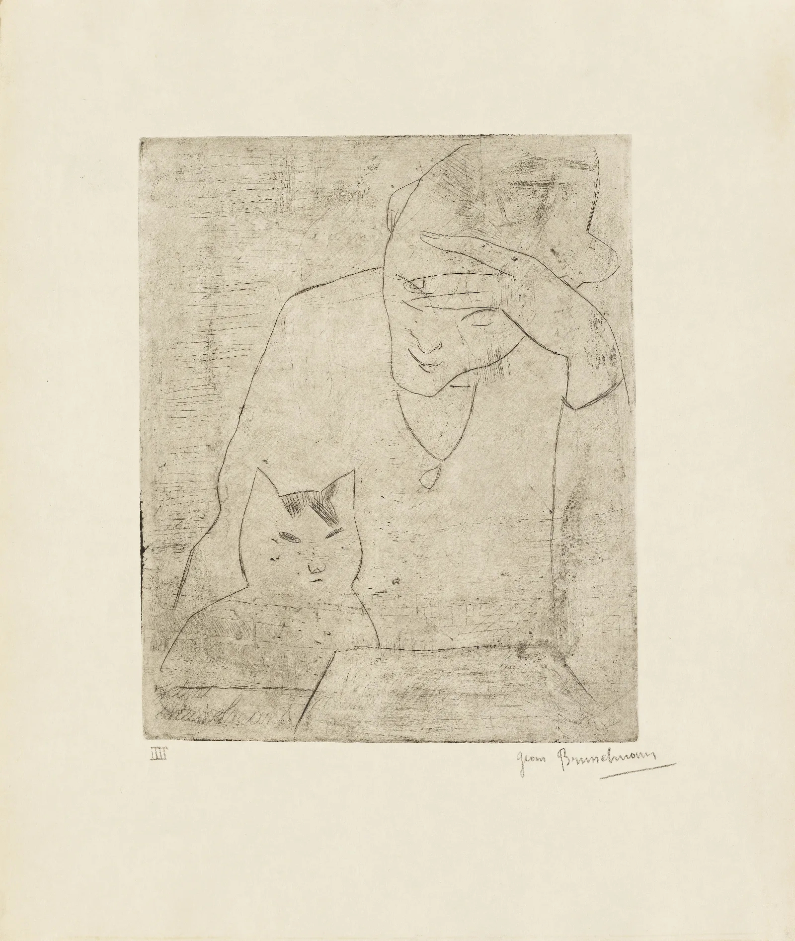 Lezende Vrouw Met Kat Wall Art by Jean Brusselmans - Canvas Print