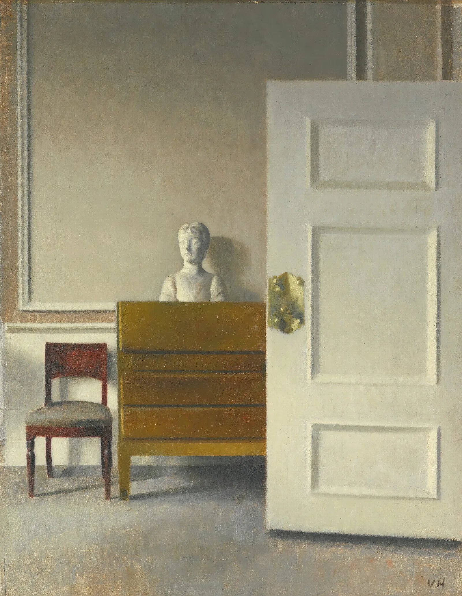 Interior With A Bust Wall Art by Vilhelm Hammershøi - Canvas Print