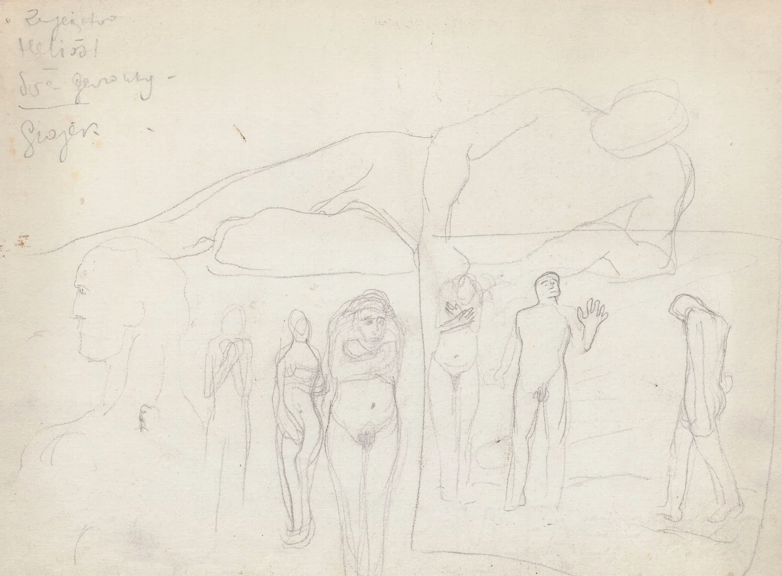Sketches Of Naked Figures Wall Art by Jan Rembowski - Canvas Print