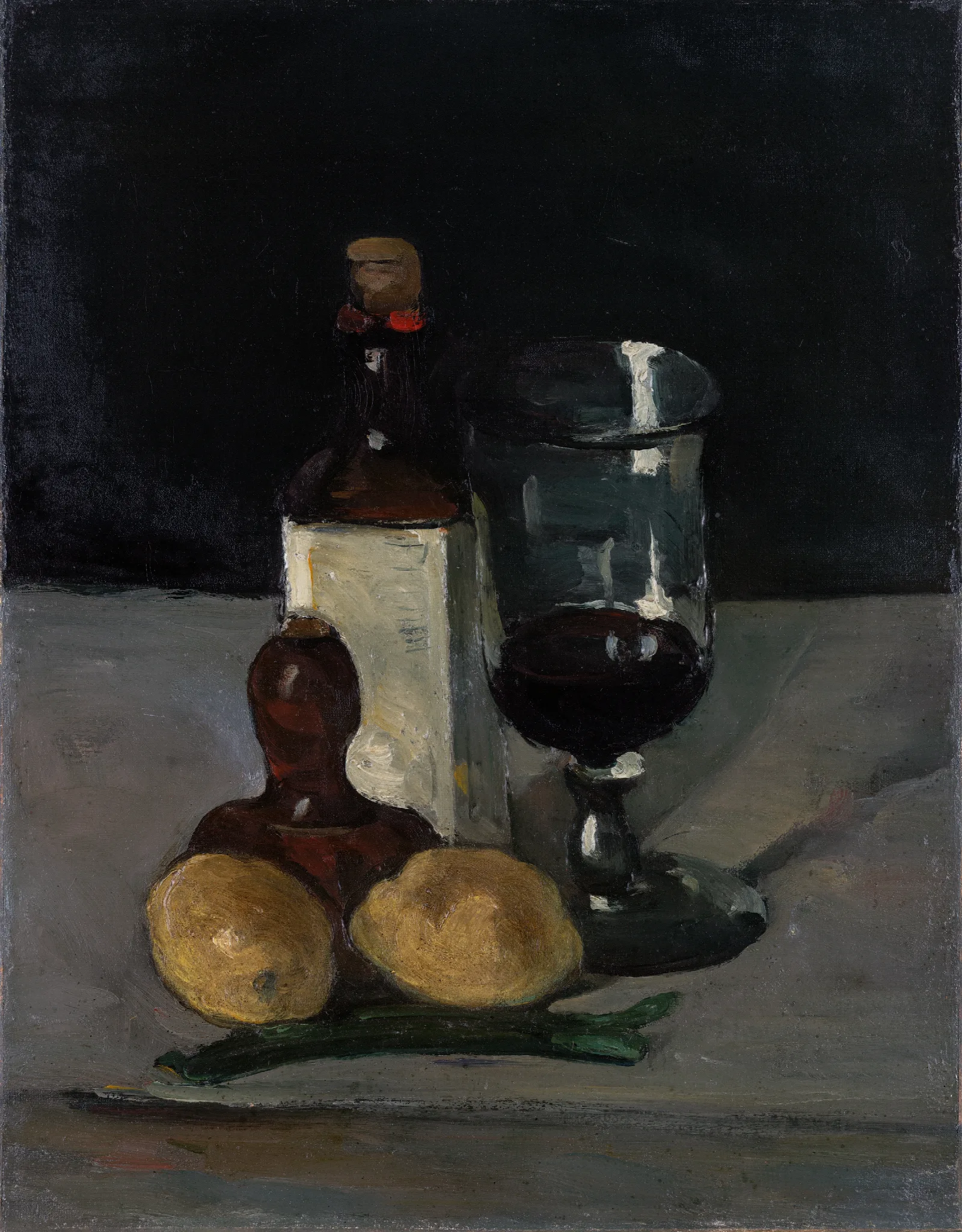 Still Life With Bottle Glass And Lemons Wall Art by Paul Cézanne - Canvas Print