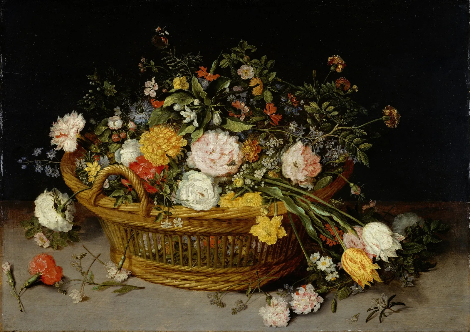 A Basket Of Flowers 3 Wall Art by Jan Brueghel the Younger - Canvas Print