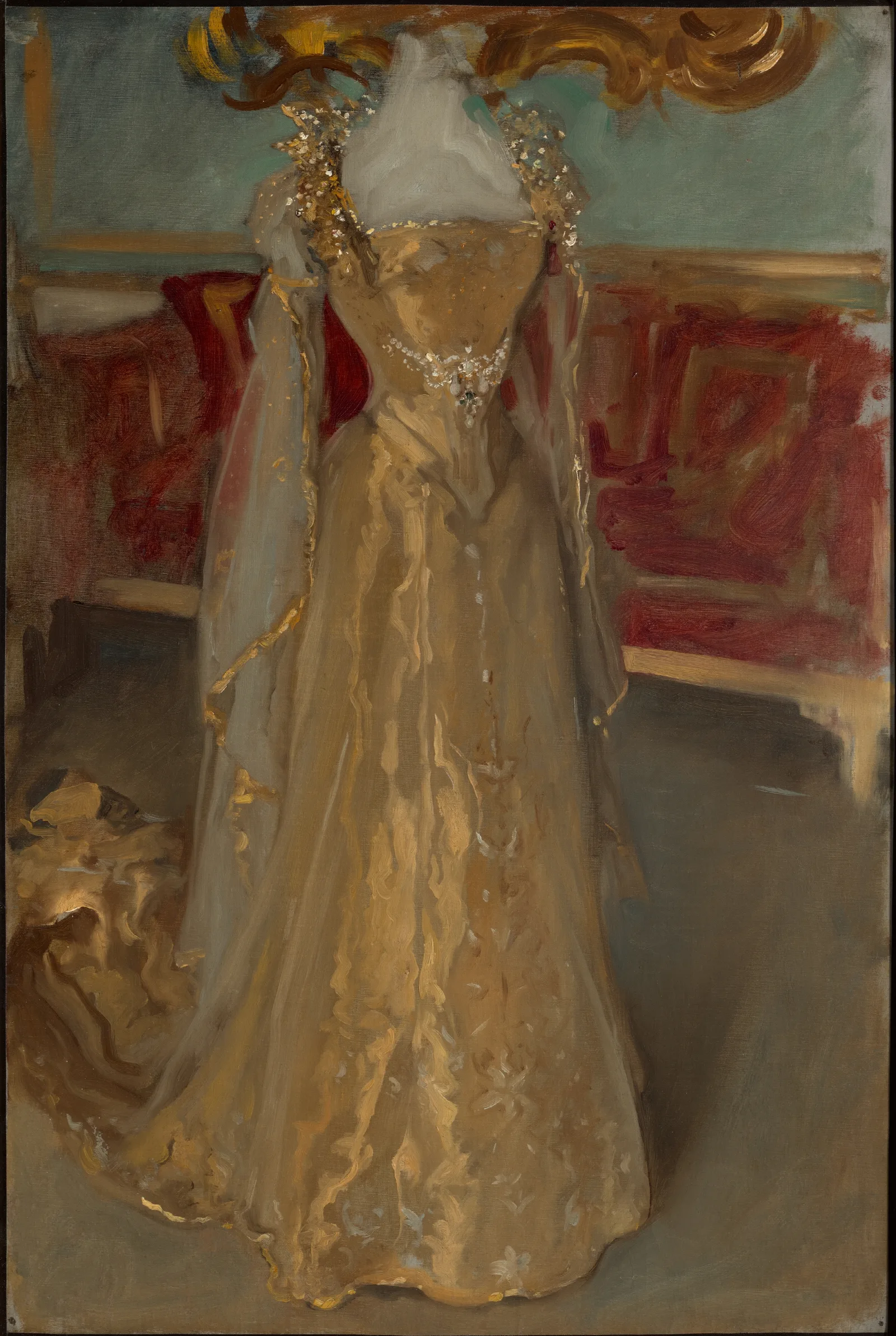 Drapery Study Of Queen Alexandras Dress For The Coronation Of King Edward Vii Wall Art by Edwin Austin Abbey - Canvas Print