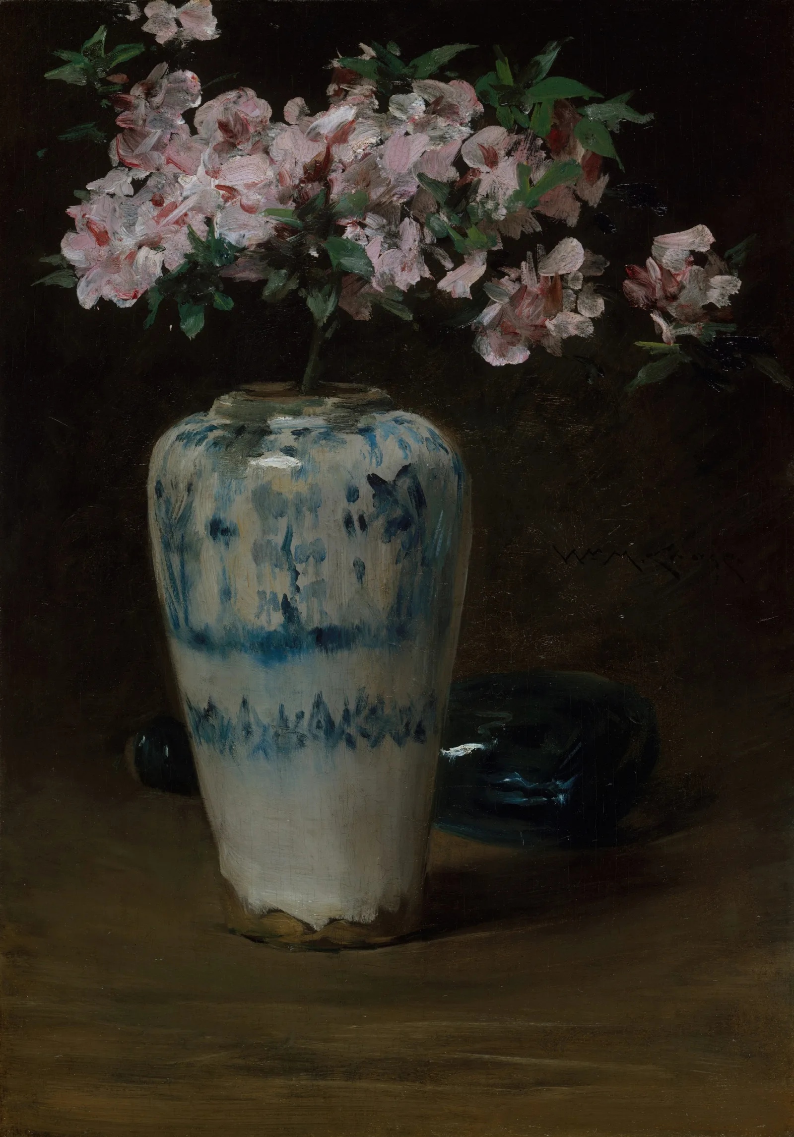 Pink Azalea Chinese Vase Wall Art by William Merritt Chase - Canvas Print