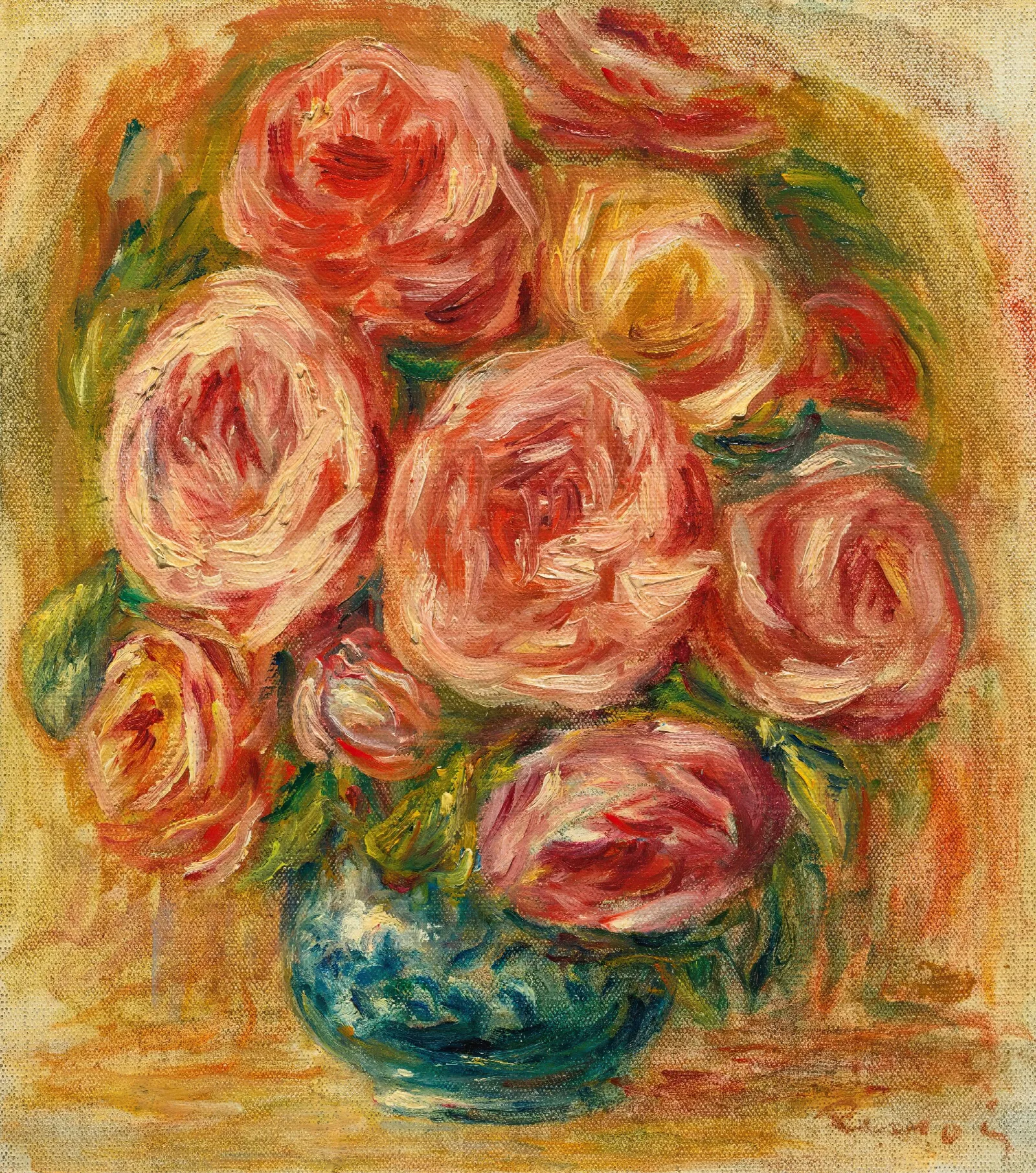Vase De Roses Wall Art by Pierre-Auguste Renoir - Canvas Print