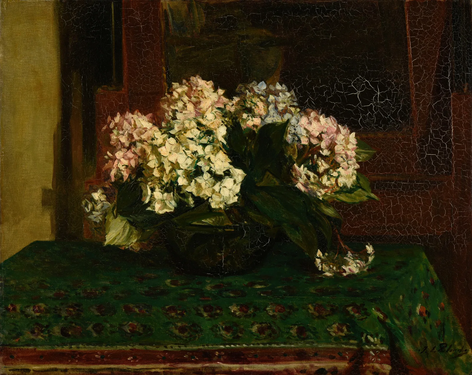 Hortensias Grande Chaleur Wall Art by Jacques-Émile Blanche - Canvas Print