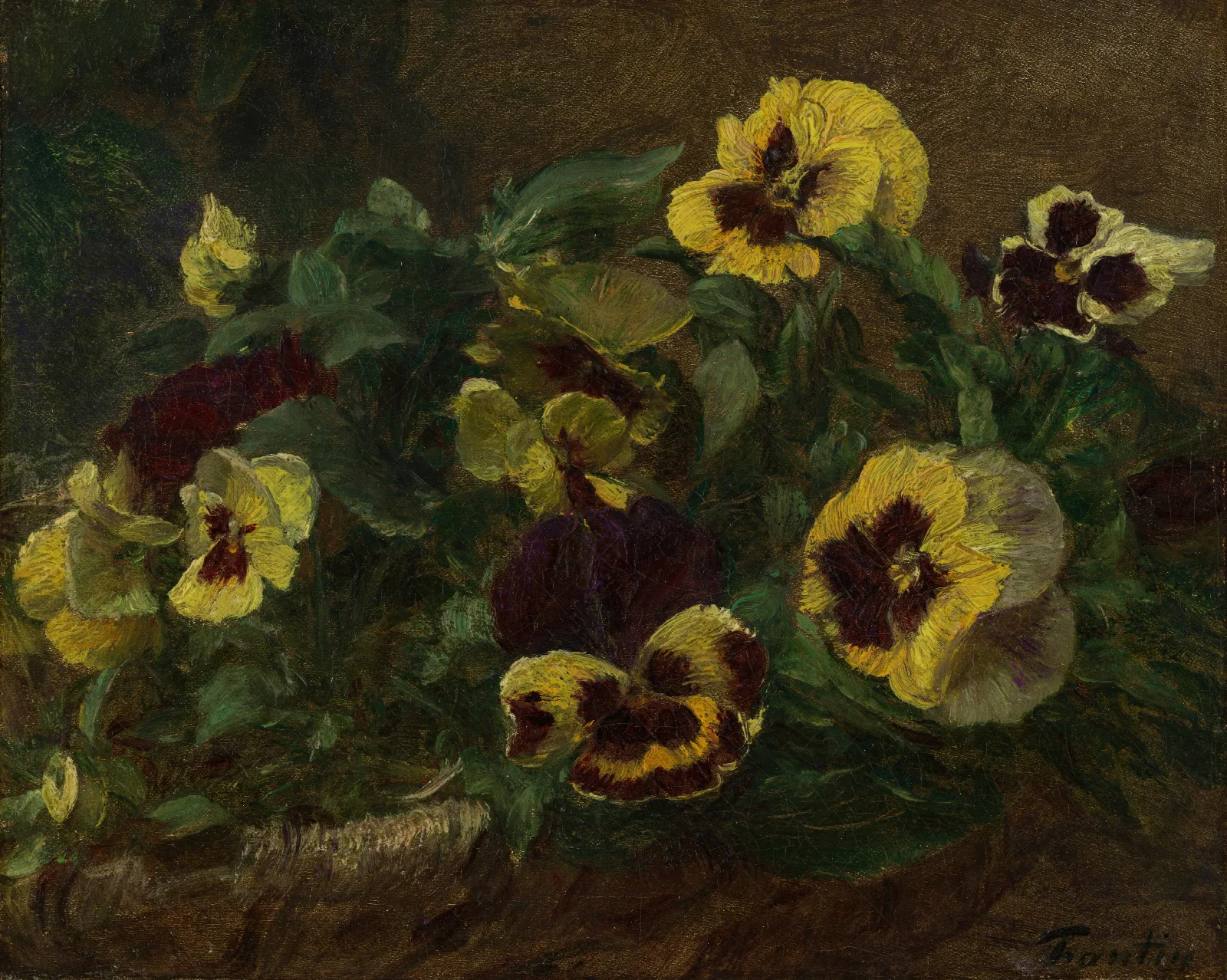 Pansies 5 Wall Art by Henri Fantin-Latour - Canvas Print