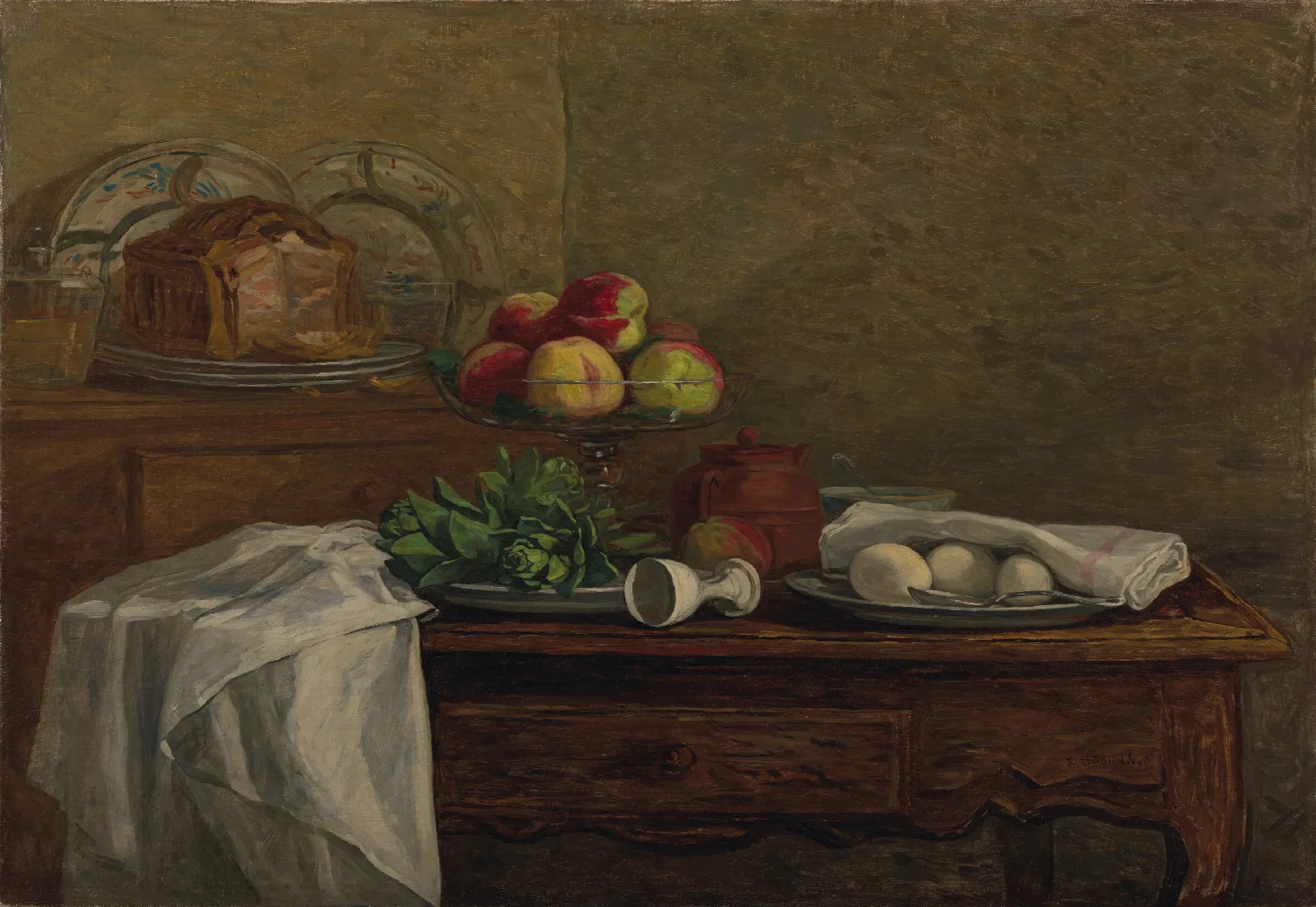 Nature Morte Au Coquetier Renverse Wall Art by Eugène Boudin - Canvas Print