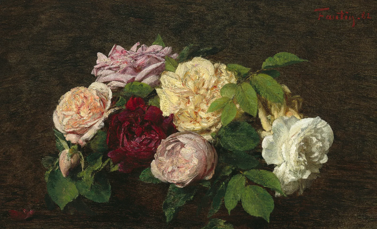 Roses De Nice On A Table Wall Art by Henri Fantin-Latour - Canvas Print