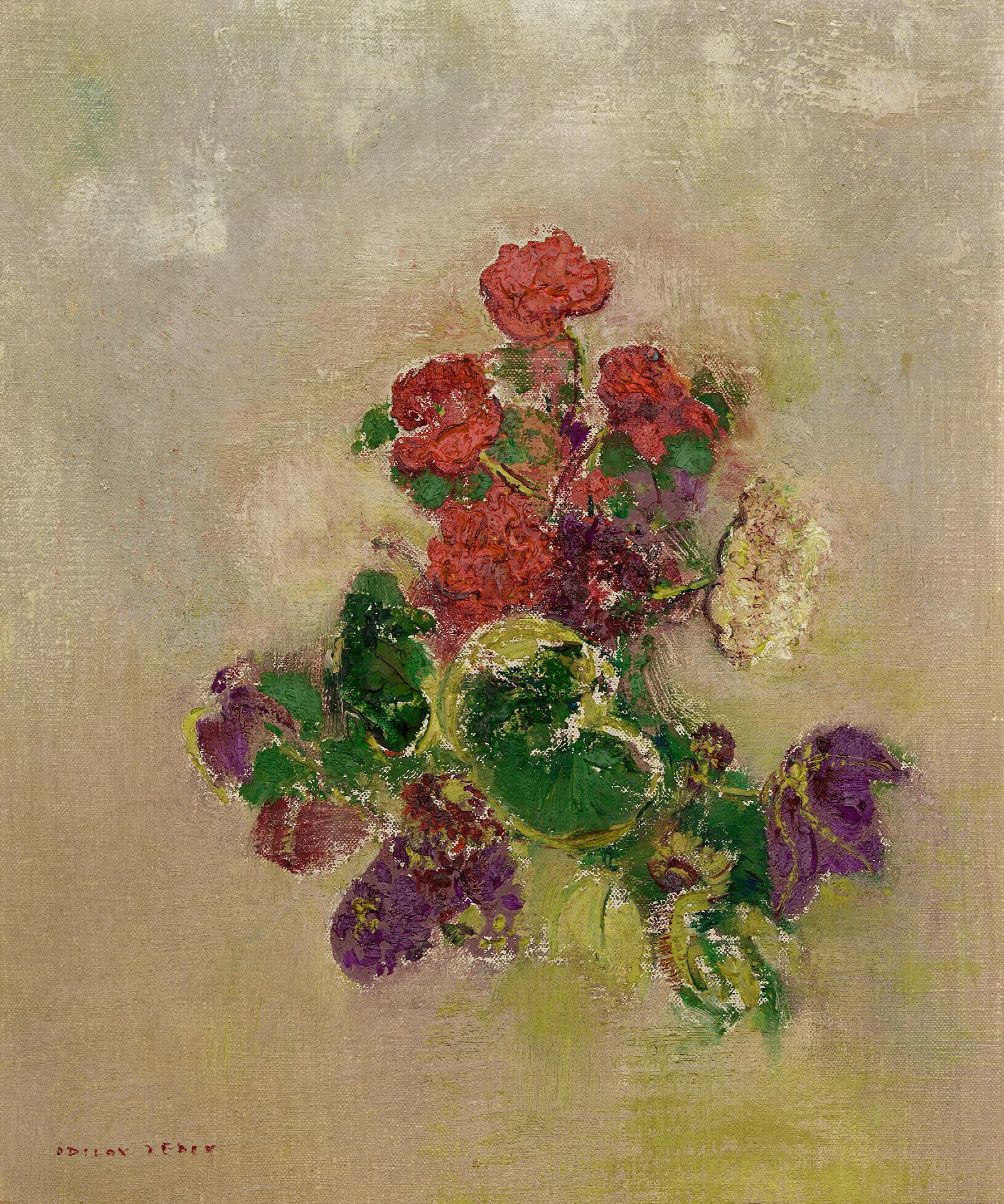 Fleurs Sans Vase Wall Art by Odilon Redon - Canvas Print