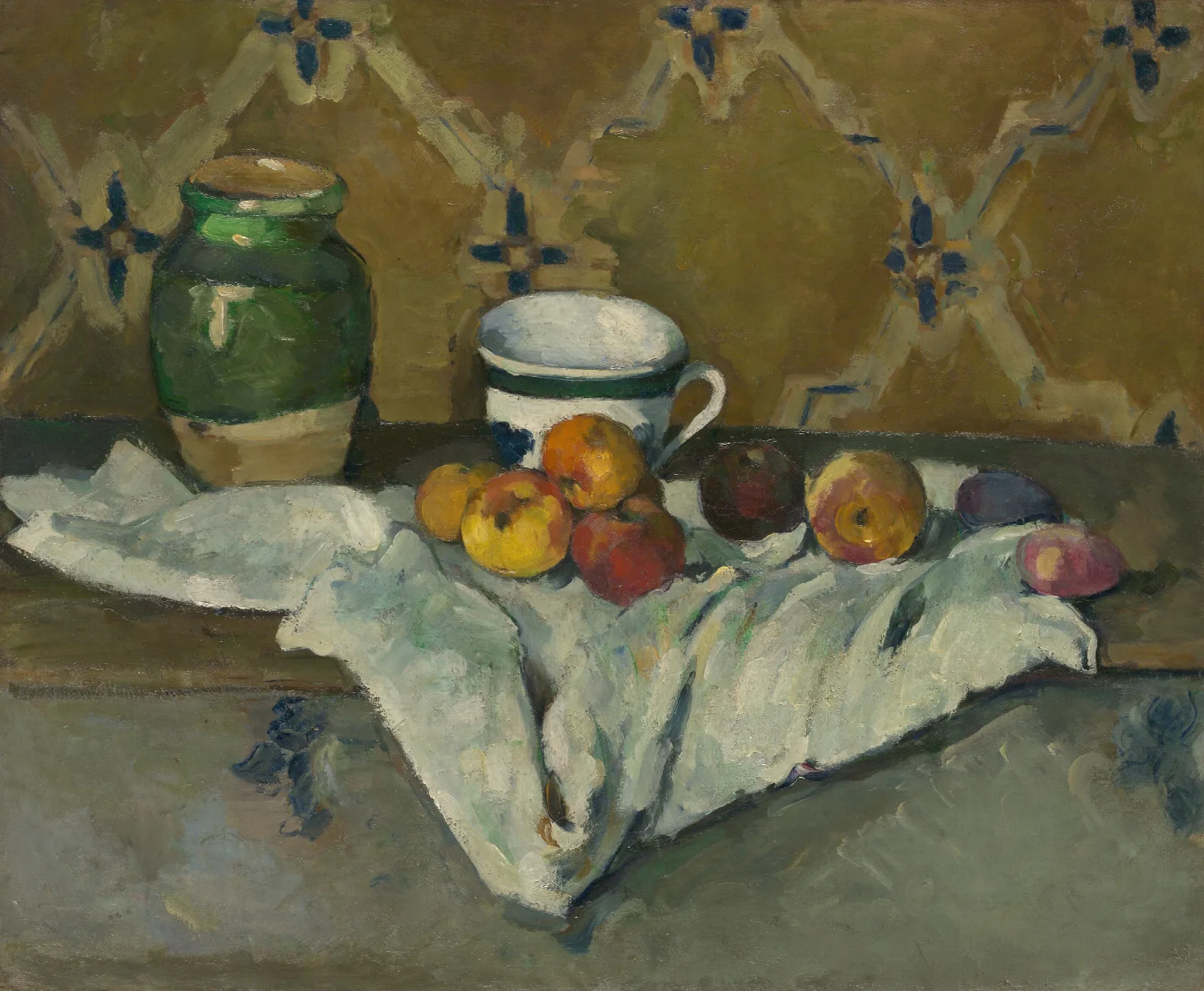 Still Life With Jar Cup And Apples Wall Art by Paul Cézanne - Canvas Print