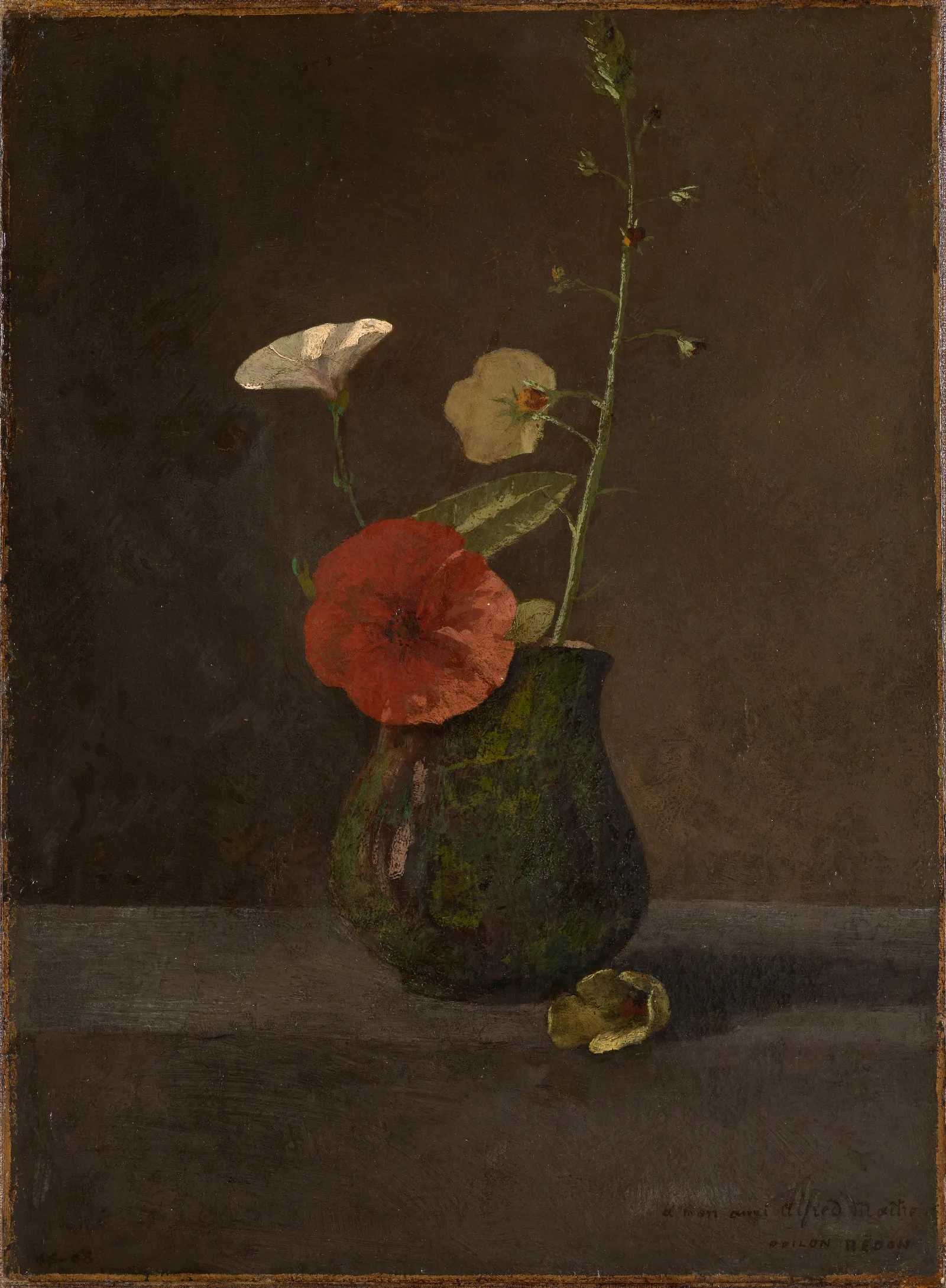 Blumenstilleben Im Grunen Krug Wall Art by Odilon Redon - Canvas Print