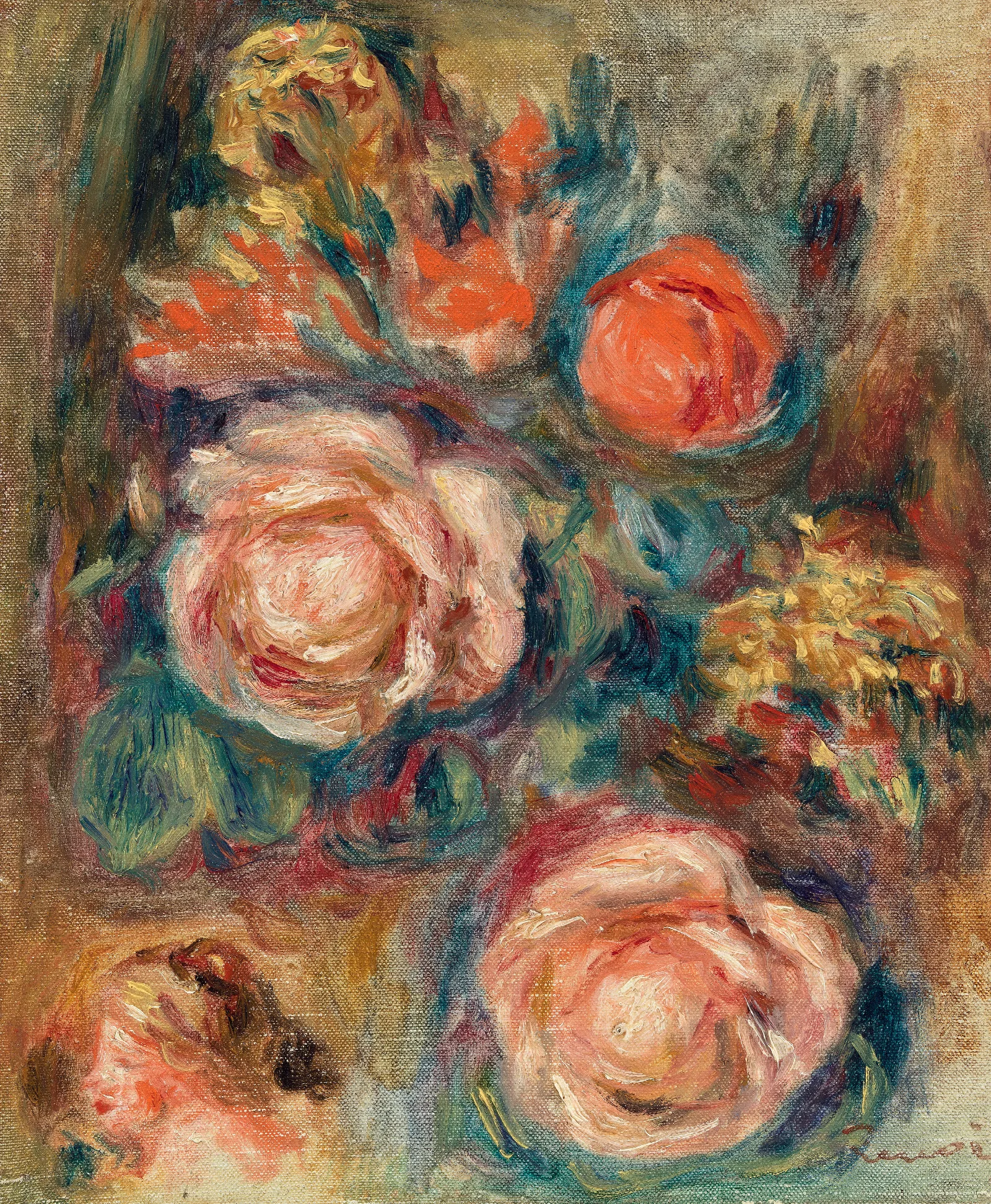 Bouquet Of Roses Bouquet De Roses Wall Art by Pierre-Auguste Renoir - Canvas Print