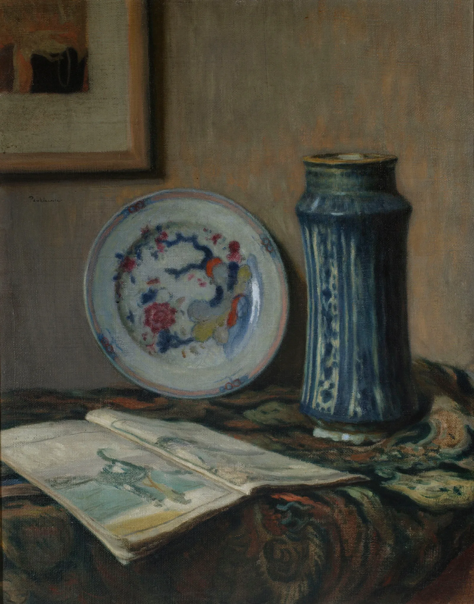 Still Life With Ceramics Still Life With A Blue Vase Wall Art by Józef Pankiewicz - Canvas Print