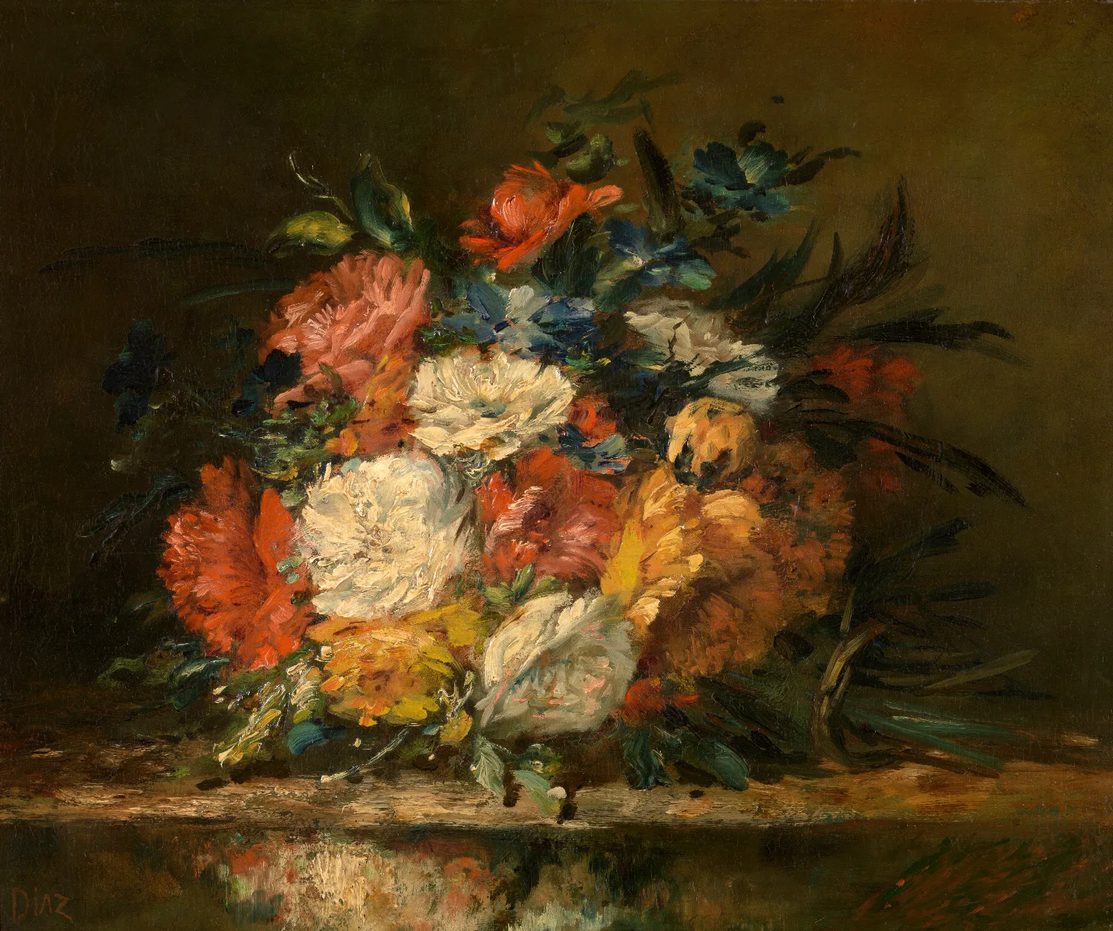 Flowers 35 Wall Art by Narcisse-Virgile Diaz de La Peña - Canvas Print