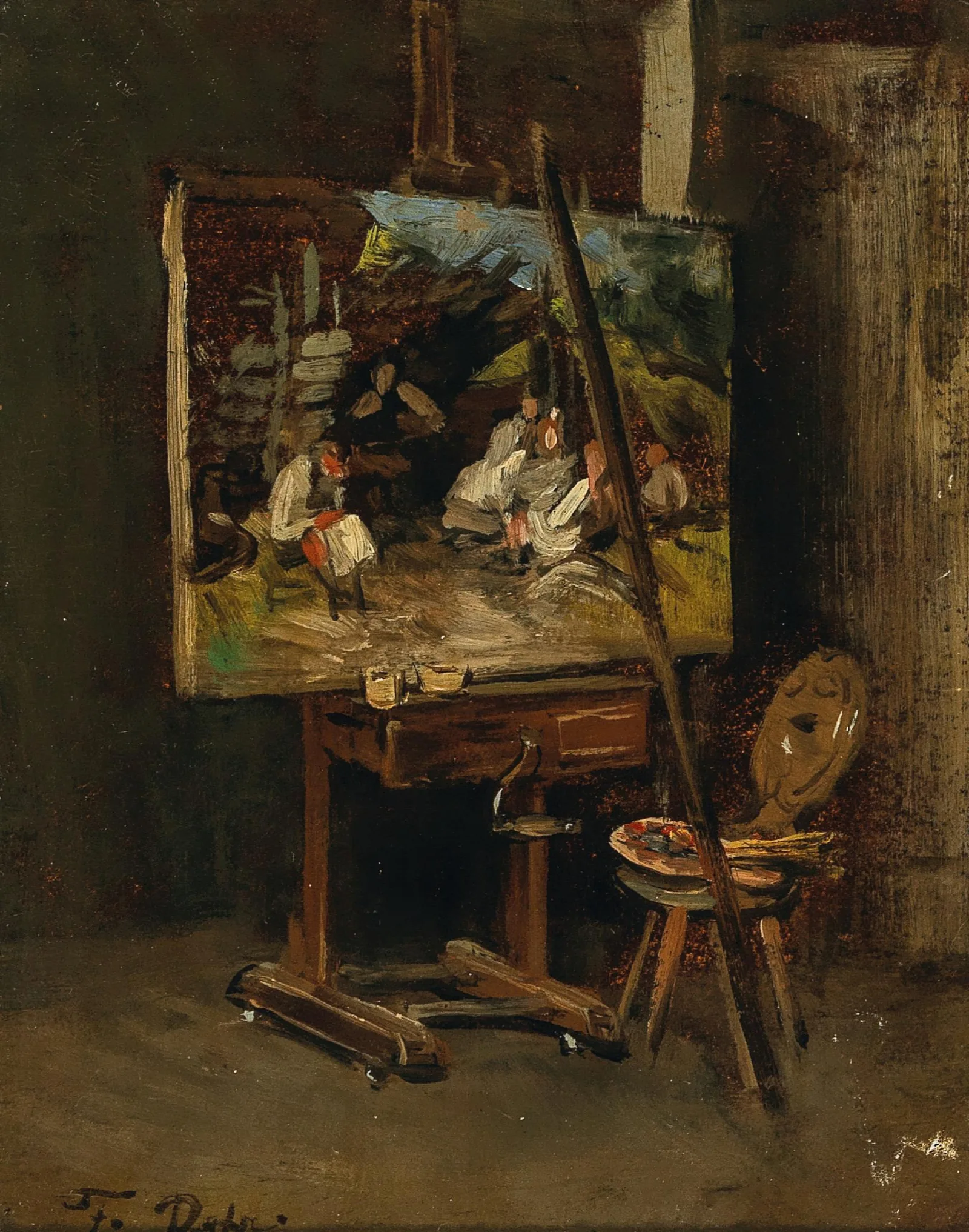 The Easel Of The Artist Wall Art by Franz von Defregger - Canvas Print