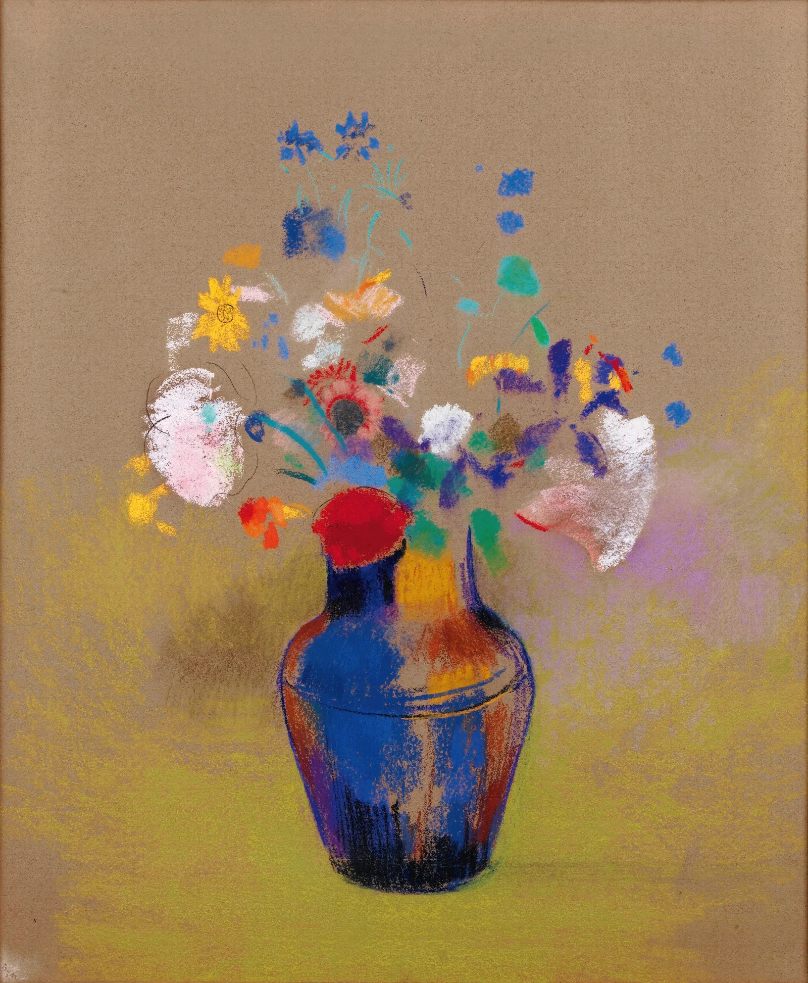 Fleurs Sur Fond Gris Wall Art by Odilon Redon - Canvas Print