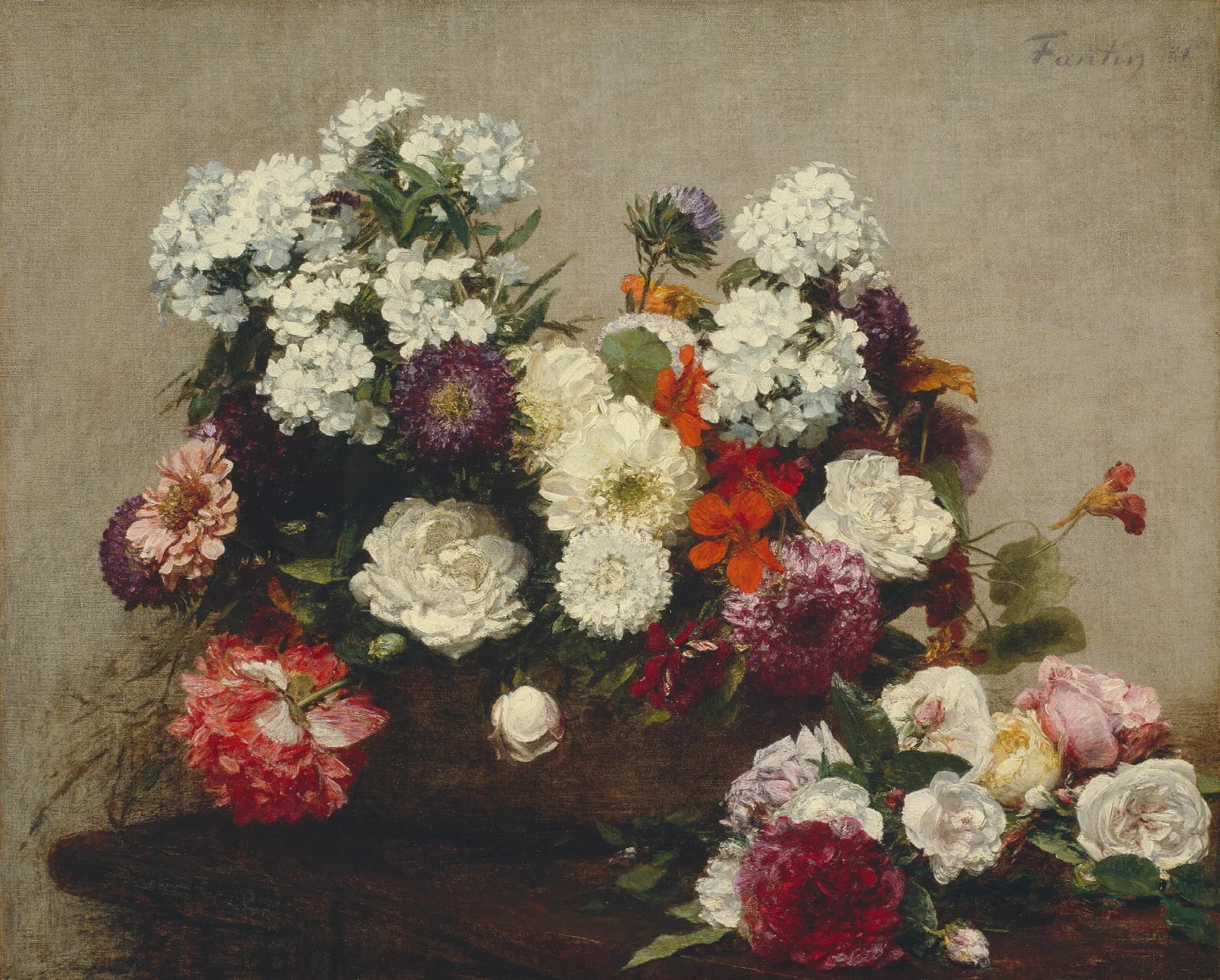 Still Life With Flowers 22 Wall Art by Henri Fantin-Latour - Canvas Print