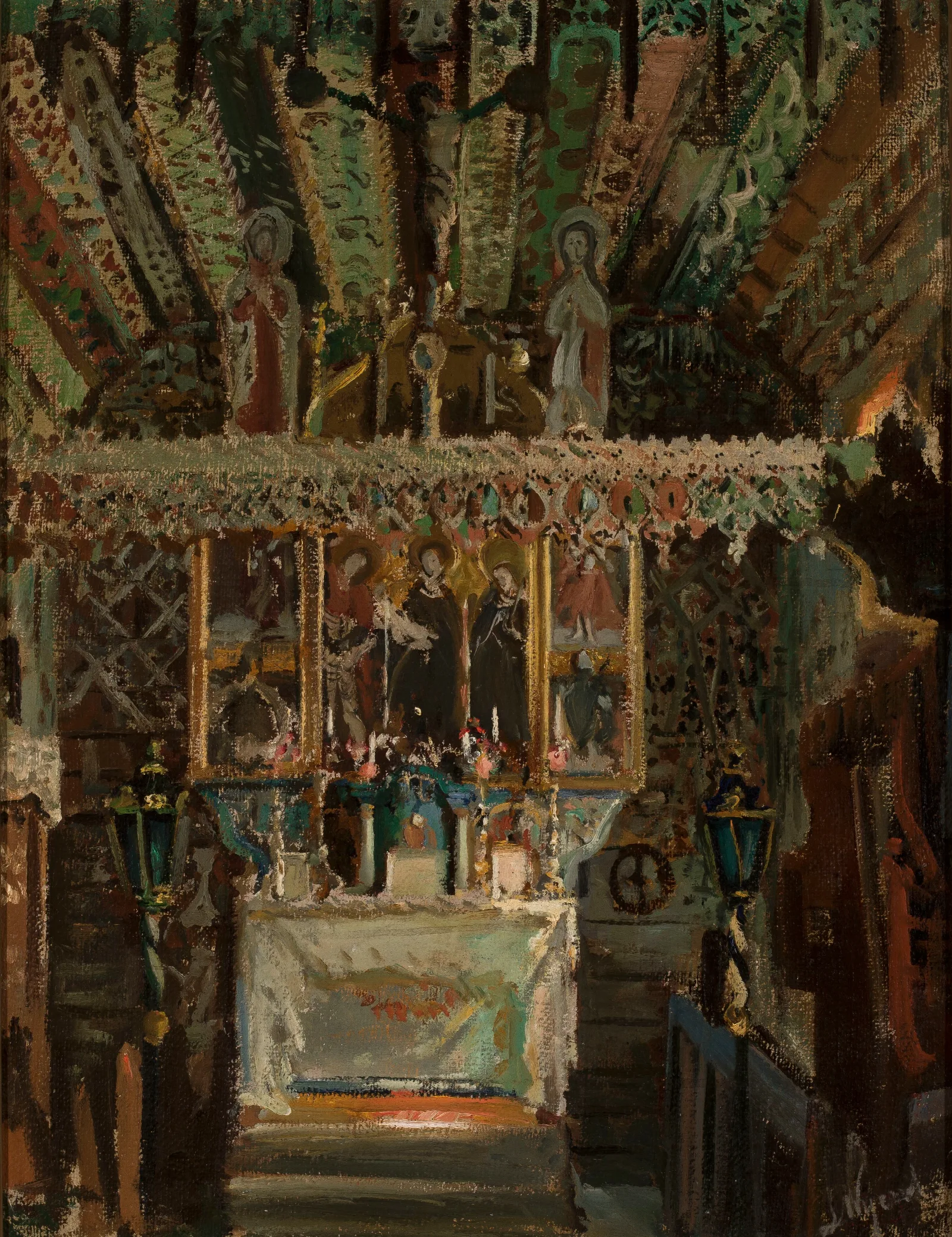 Interior Of The Church In Debno Wall Art by Leon Wyczółkowski - Canvas Print